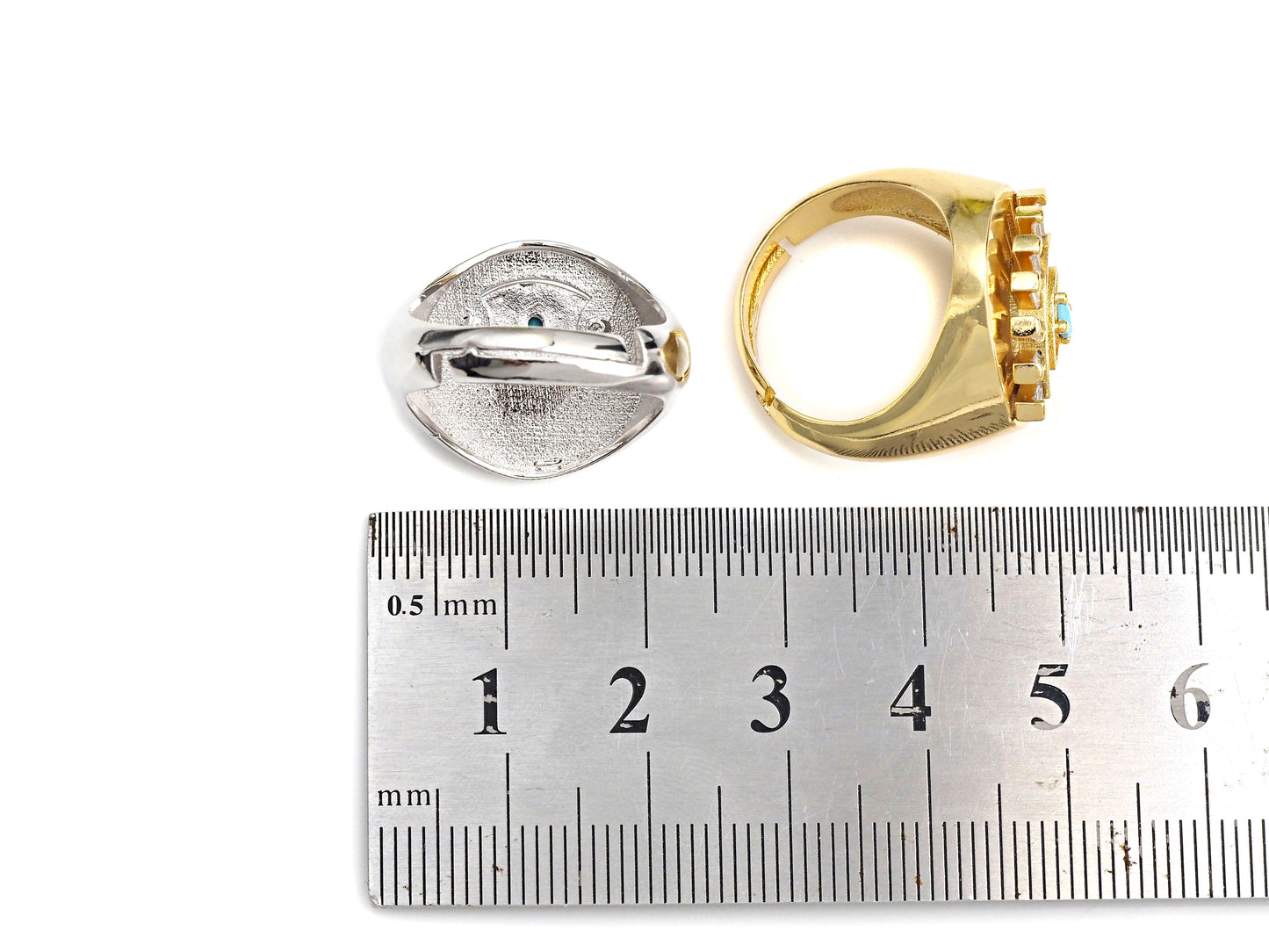 Colorful CZ Evil Eye With Long Eyelash Open Ring, Sku#Z787