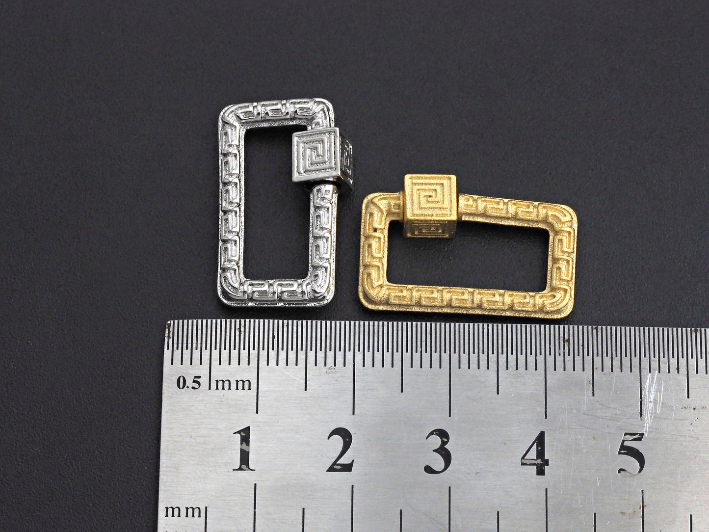 Engraved Rectangle Shape Clasp, CZ Pave Clasp, Gold/Silver/Rose Gold/Gunmetal Carabiner Clasp, 14x23mm, sku#H210