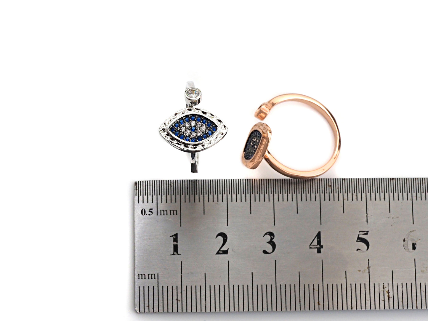 Colorful CZ Evil Eye Ring, Sku#Z789C