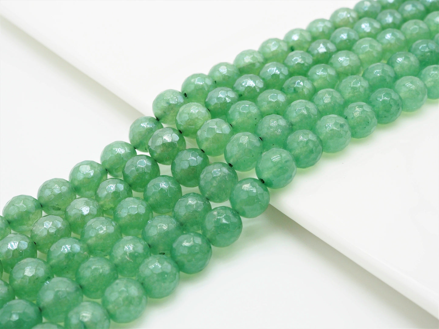 Mystic Plated Natural Faceted Green Aventurine beads, 6mm/8mm/10mm, SKU#U304