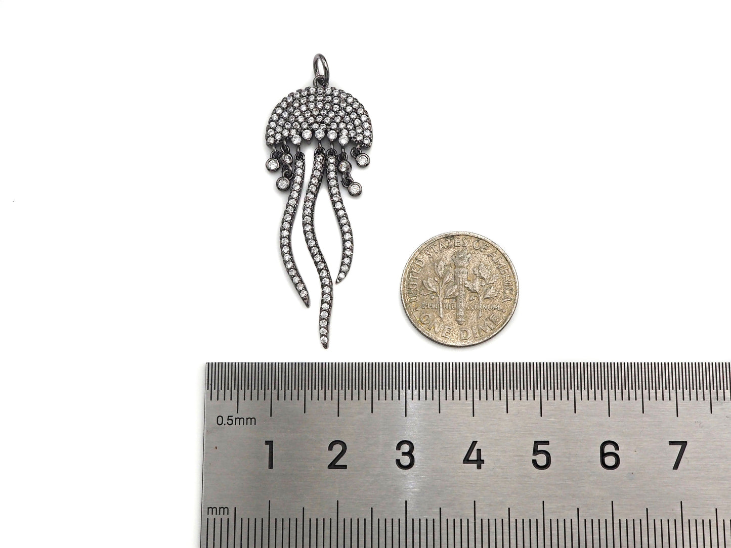 CZ Micro Pave Jellyfish Shape Pendant, SKU#F1233C
