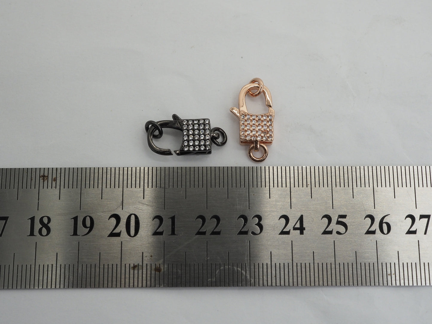 CZ Micro Pave Square Lock Lobster Claw Clasp, Cubic Zirconia Clasp/Link Connector, 18x8mm, sku#H126