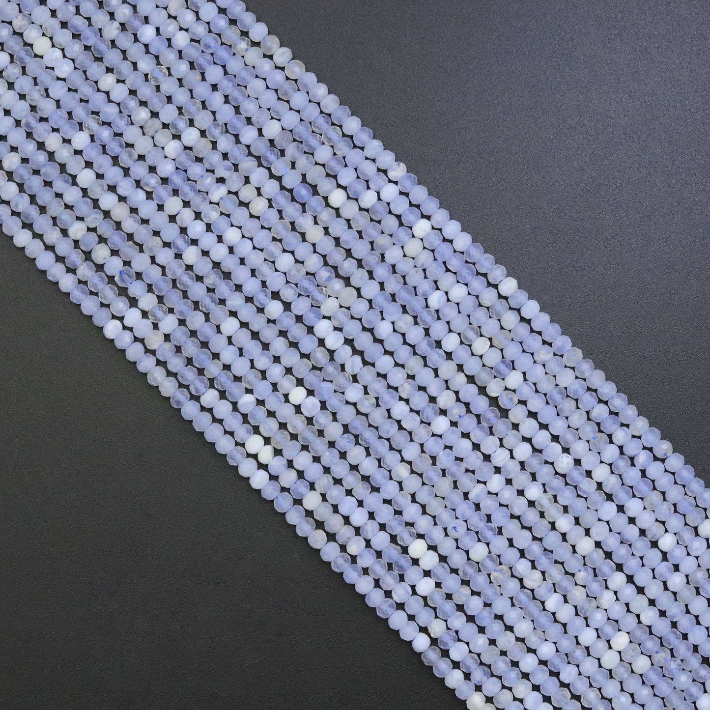 3x4mm Blue Lace Agate Rondelle Faceted Beads, Sku#U1940