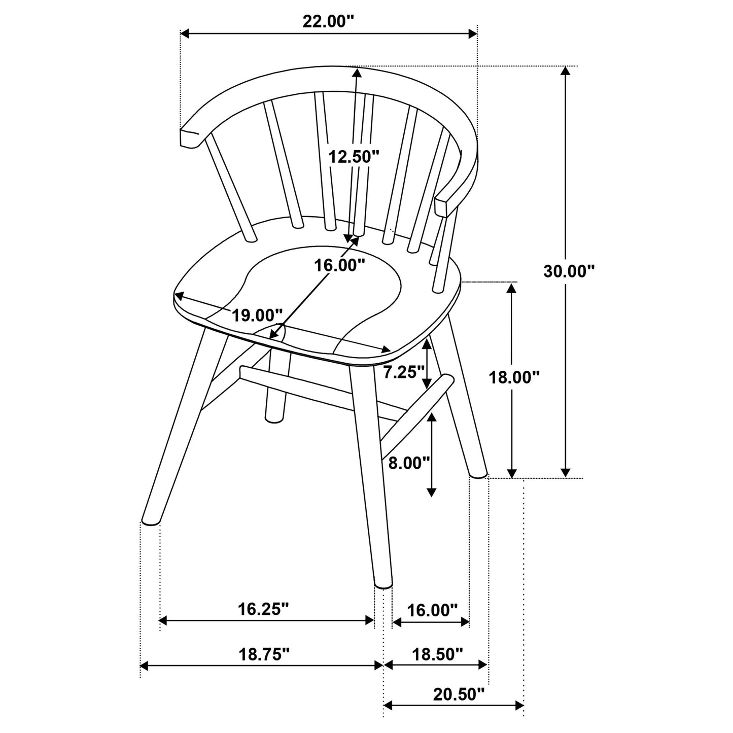 Jeffries Windsor Wood Dining Side Chair Black (Set of 2)