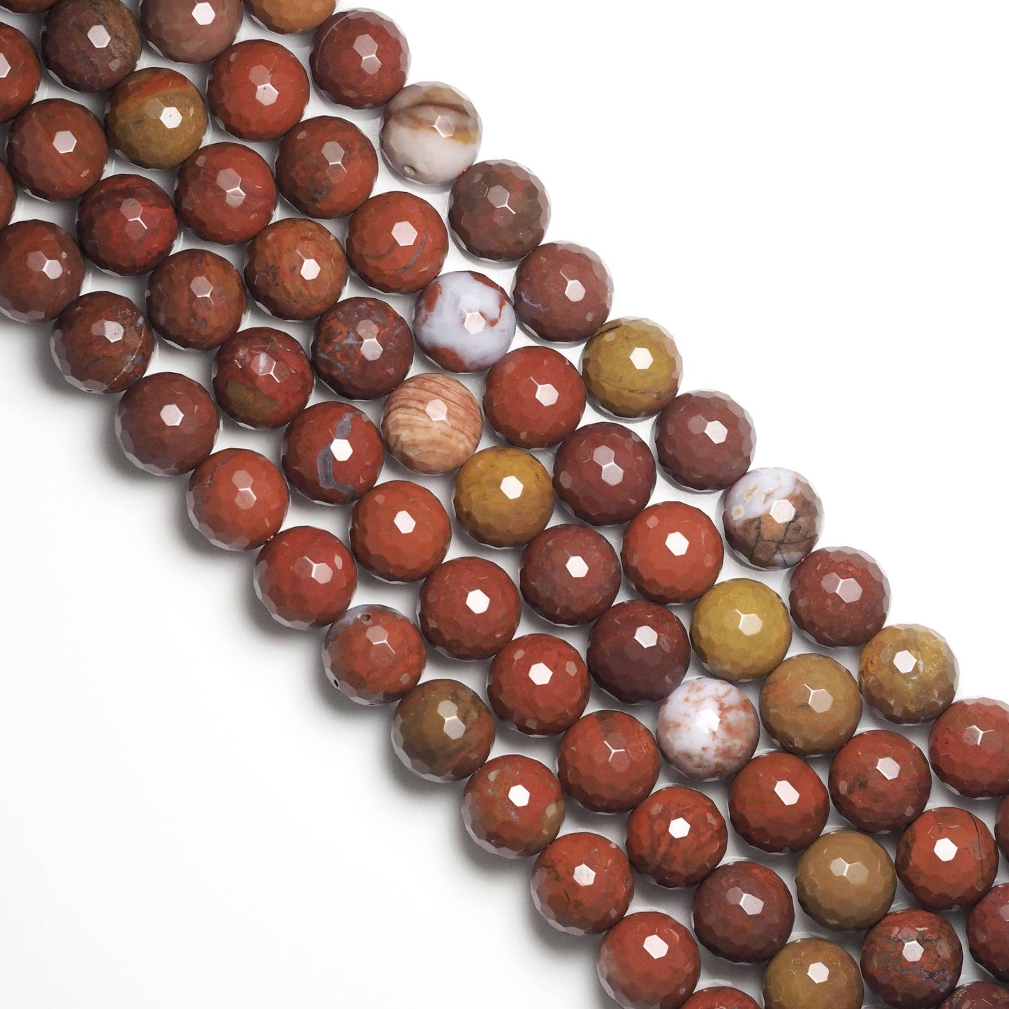 Genuine Red Yellow Agate Round Faceted Beads, Sku#U1748