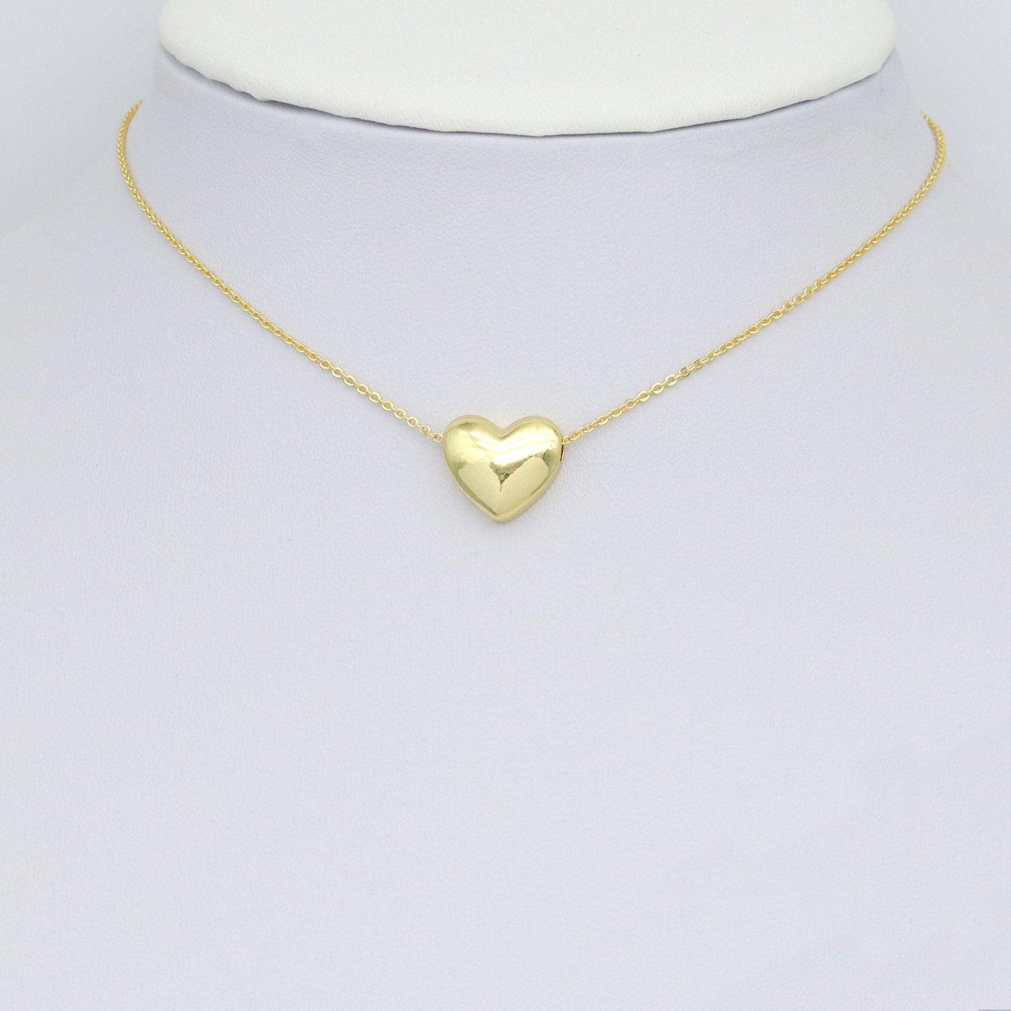 Gold Puffy Heart Shape Charm Pendant Spacer Beads, Sku#LK1047