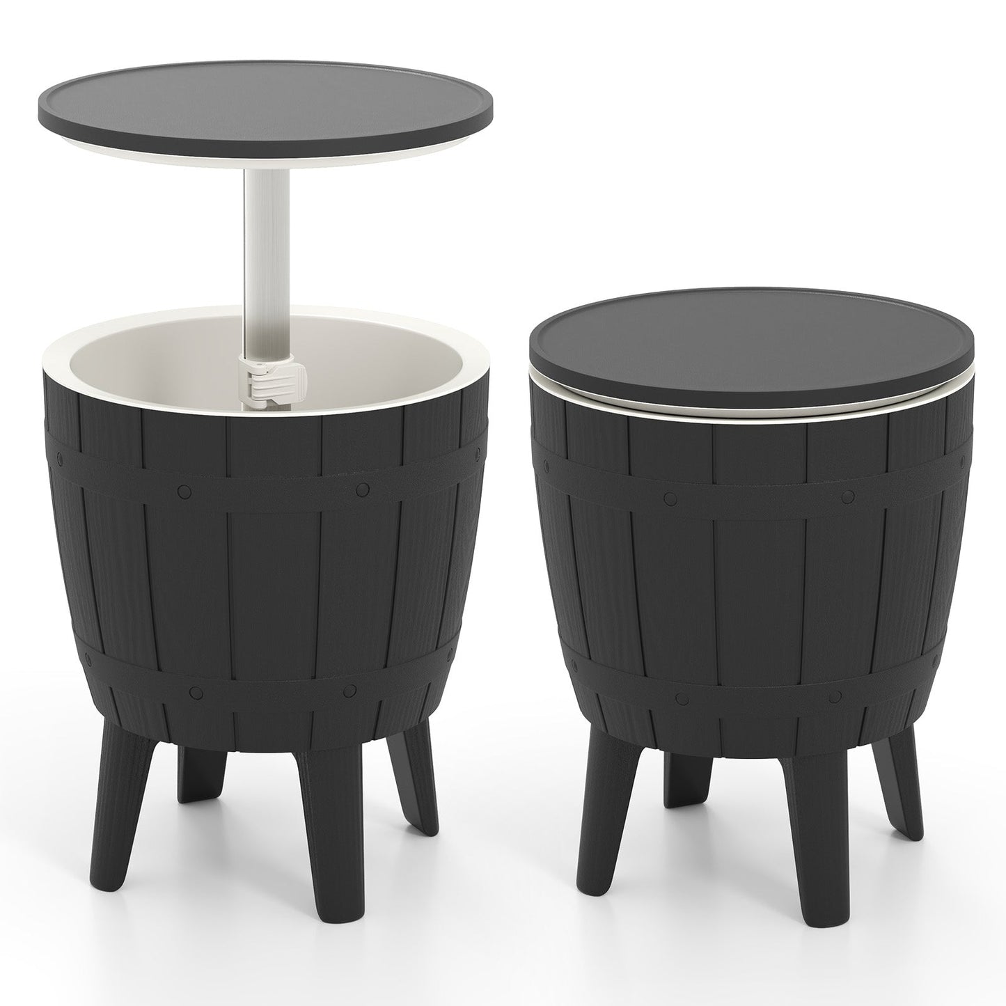 10 Gallon Cooler Bar Table Outdoor Coffee Table Ice Bucket with Telescopic Tabletop for Beer and Wine