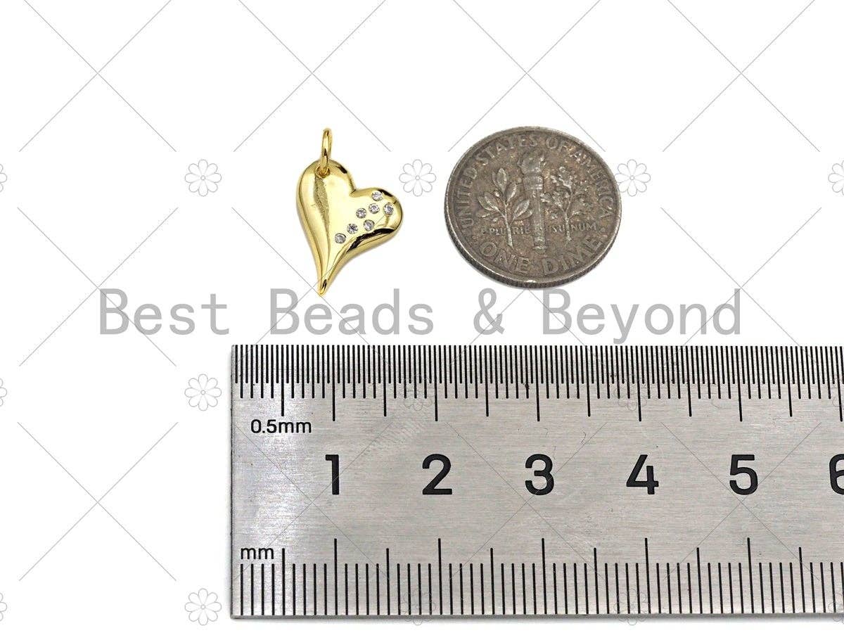 CZ Micro Pave Peach Heart Shape Pendant/Charm,18k Dainty Gold Charm, Necklace Bracelet Charm Pendant,11x15mm, Sku#LK235