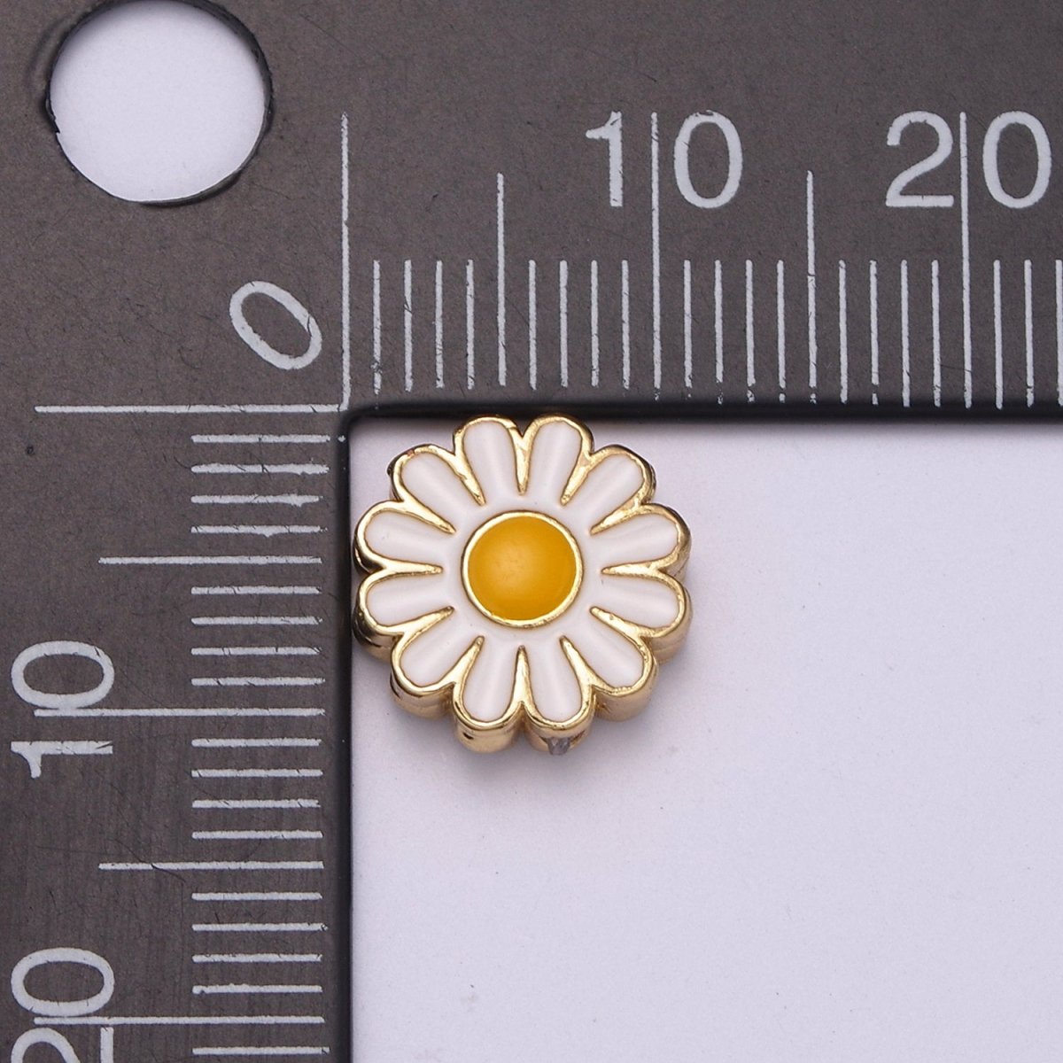 10mm Daisy Flower Bead Spacer White Mini Floral Nature Gold Filled Art Jewelry Making Beads B-765