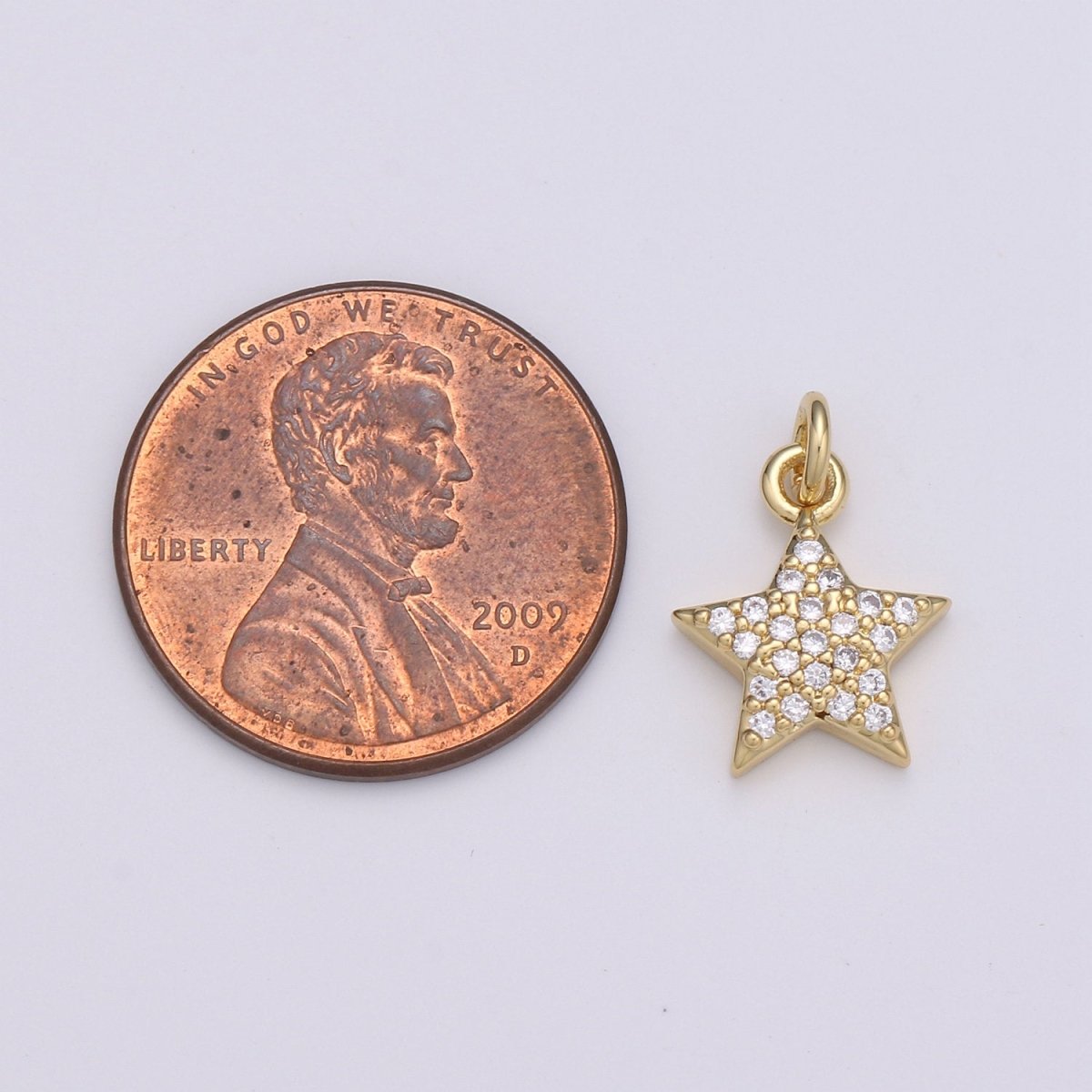 10x10mm 24K Gold Filled Star Charms, Cubic Zirconia Charms, Micro Pave Charms, Star Pendant, CZ Celestial Jewelry Micro Pave Star Charm, D-578 D-579