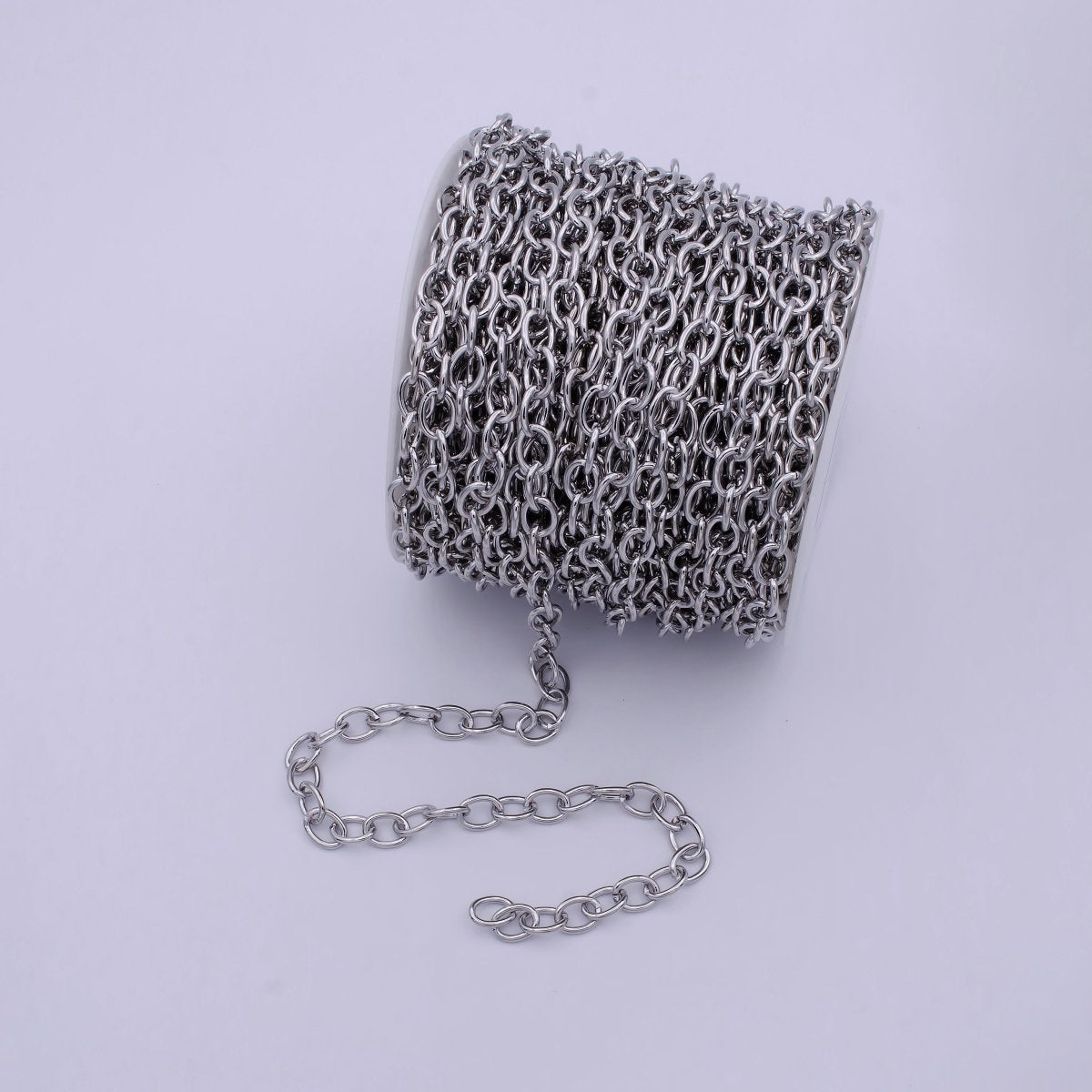 10X7.5mm ROLO Cable Unfinished Gold Plated Chain For Jewelry Making, Rhodium Plated Wholesale Bulk Roll Chain, Silver Jewelry Supply Component | ROLL-714 Clearance Pricing