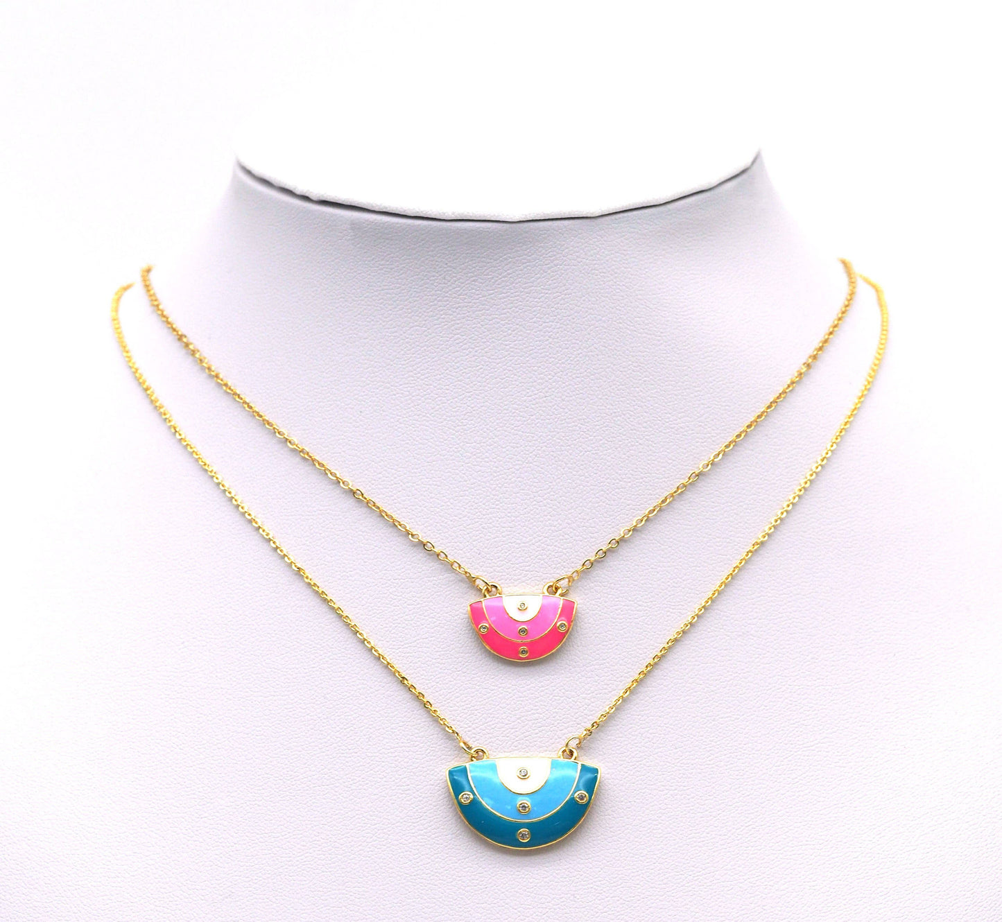 CZ Enamel Half Circle Charm, Sku#LK650