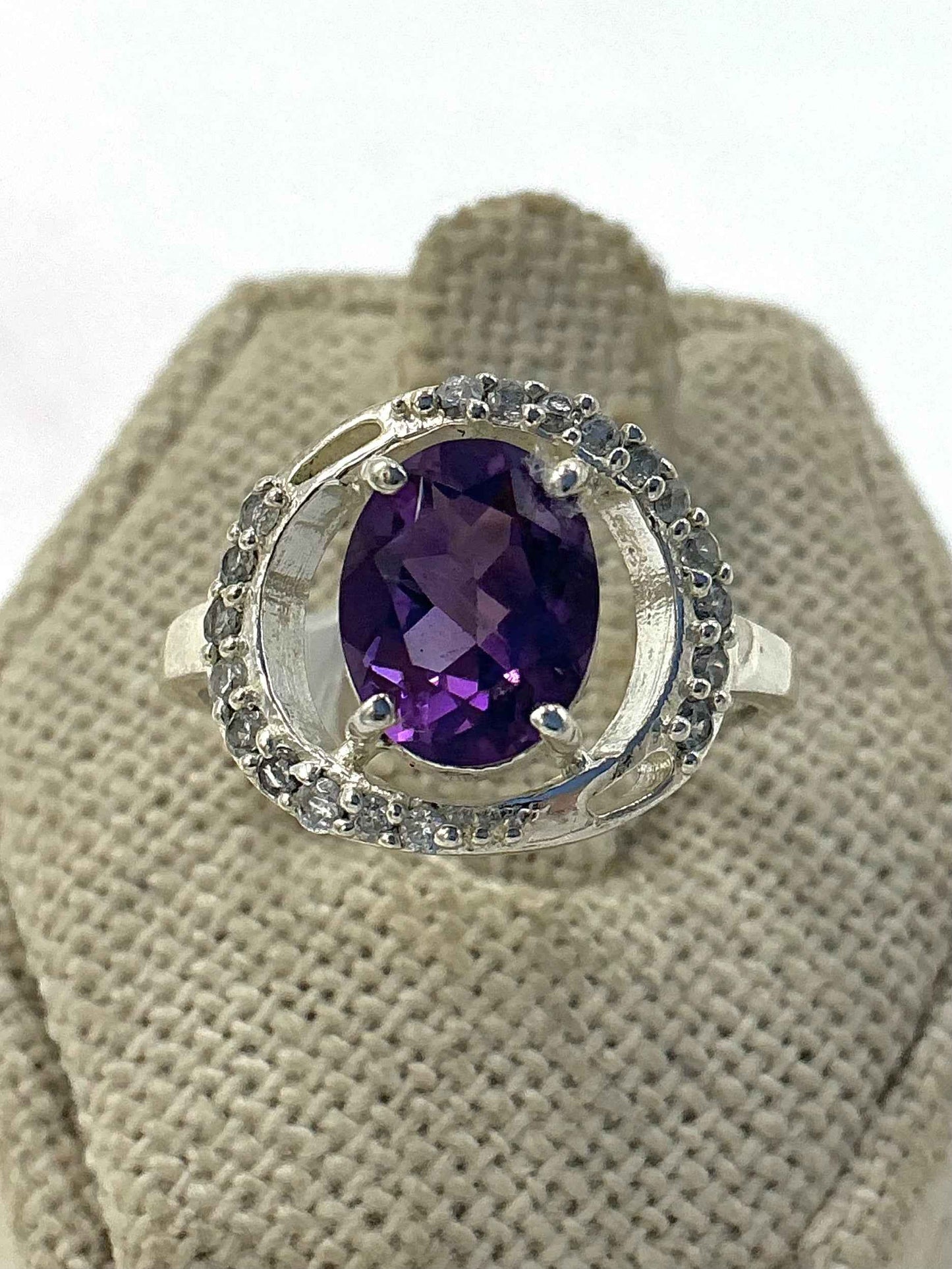 Sterling Silver Amethyst Eye Ring – Size 7– Calm, Intuition & Spiritual Protection