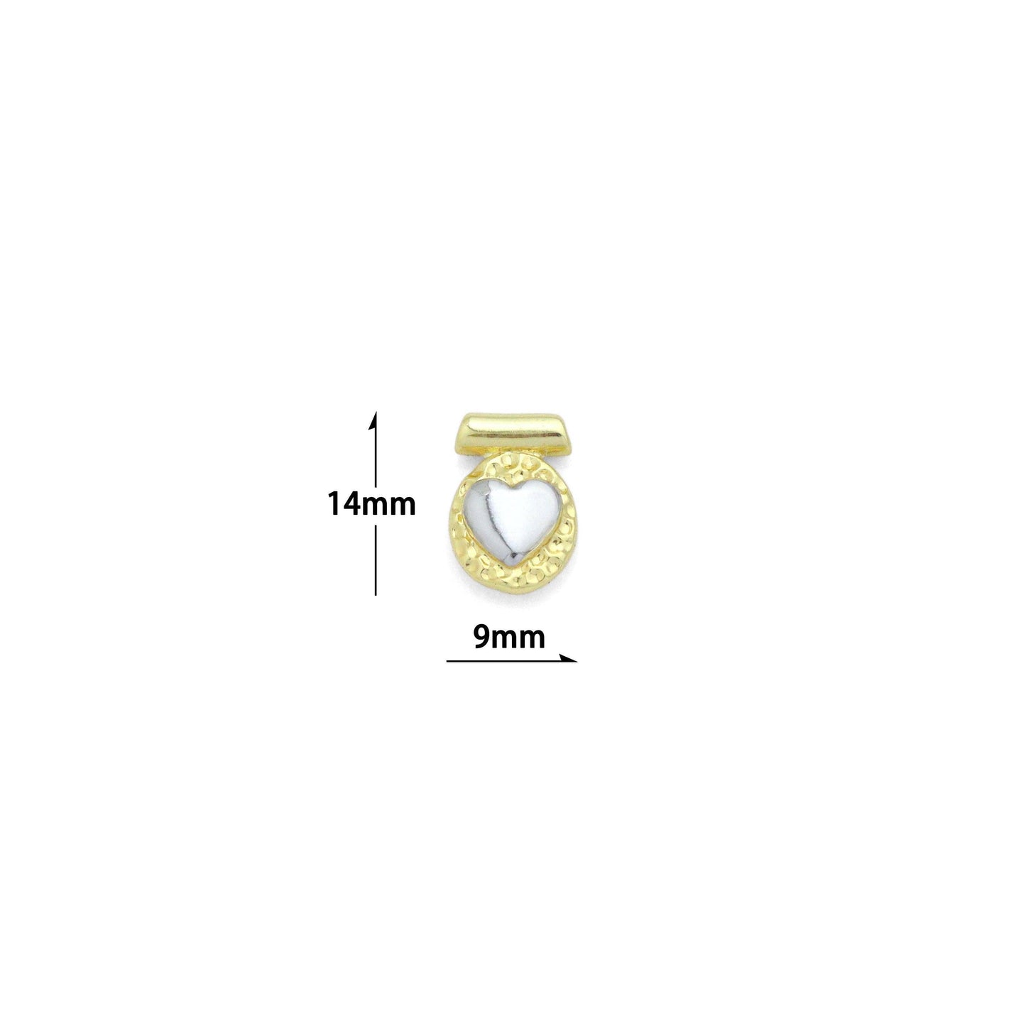 CZ Dual Color Heart Charm Pendant, Sku#LK1183