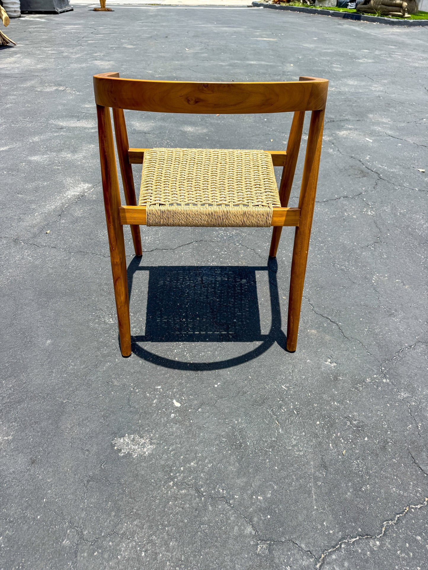 Teak Dining Chair w/woven Rope Seat