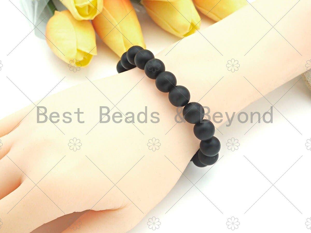 Natural Matt Black Onyx Stretchy Bracelet
