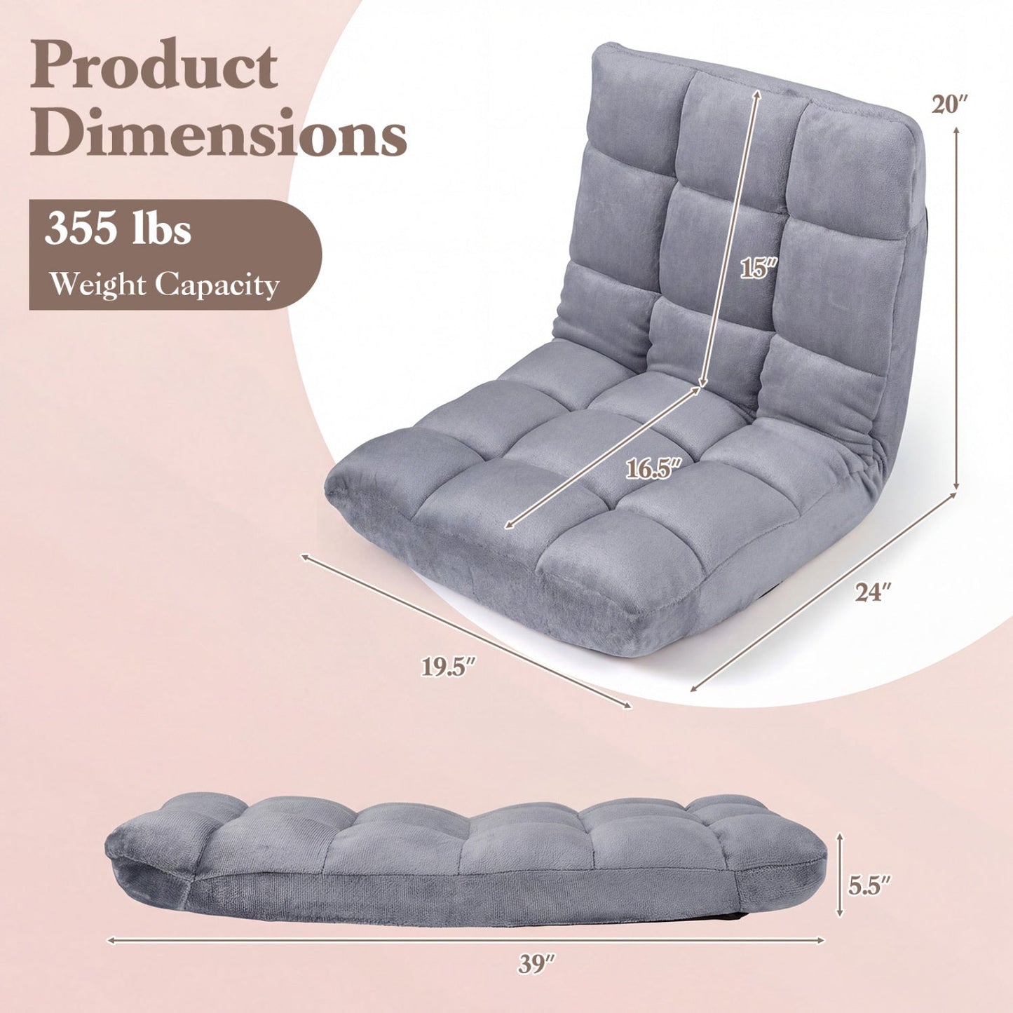 Adjustable 14-position Cushioned Floor Chair