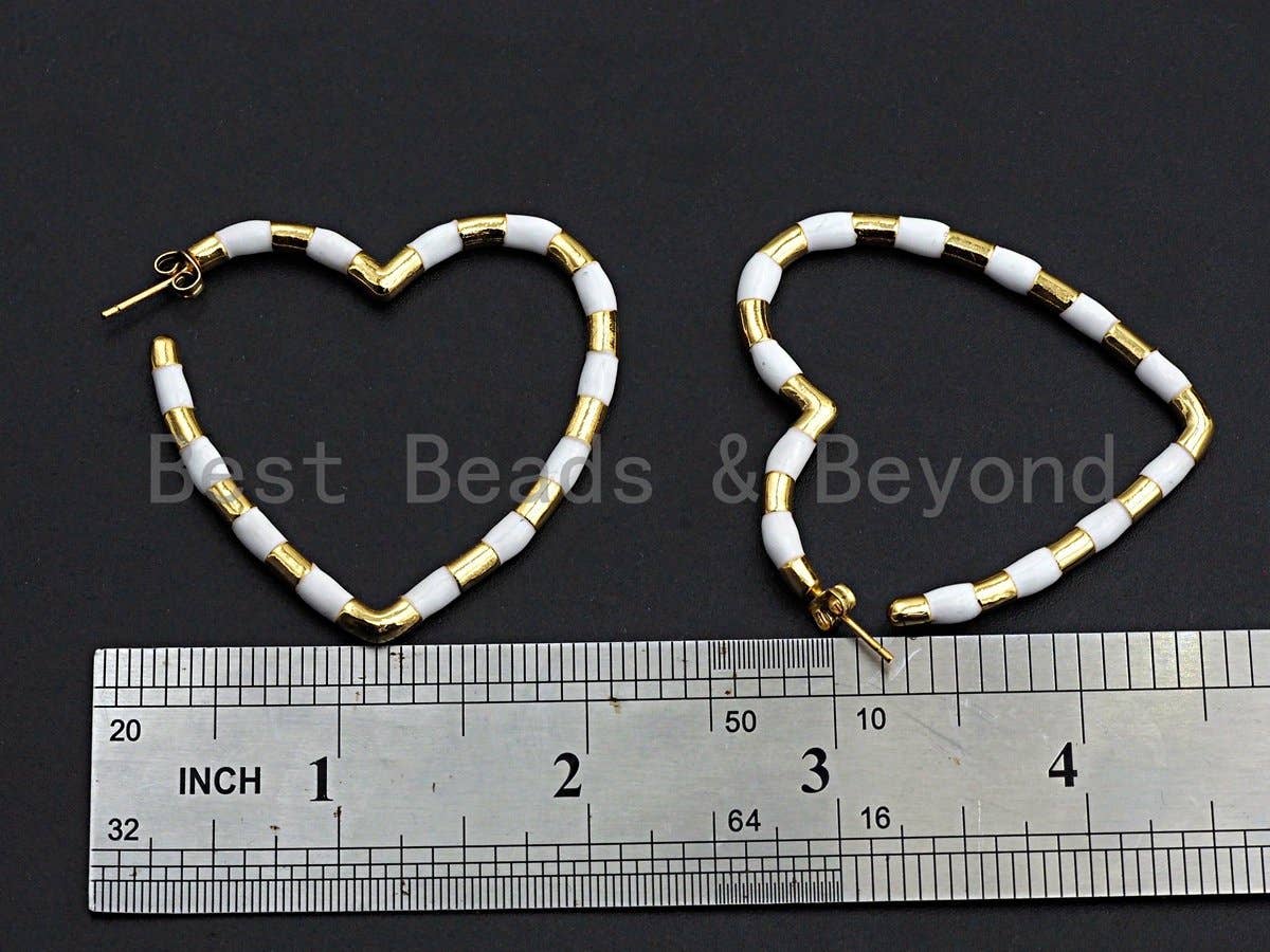 Enamel CZ Heart Hoop Earring,
Sku#J139