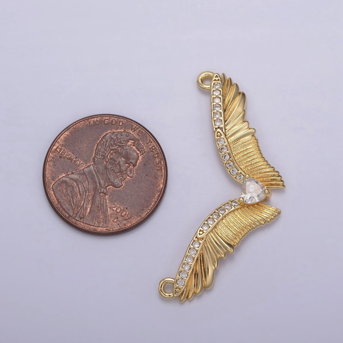 14k Gold Filled Angel Wing Charm Connector for Necklace Component Link Connector F-628