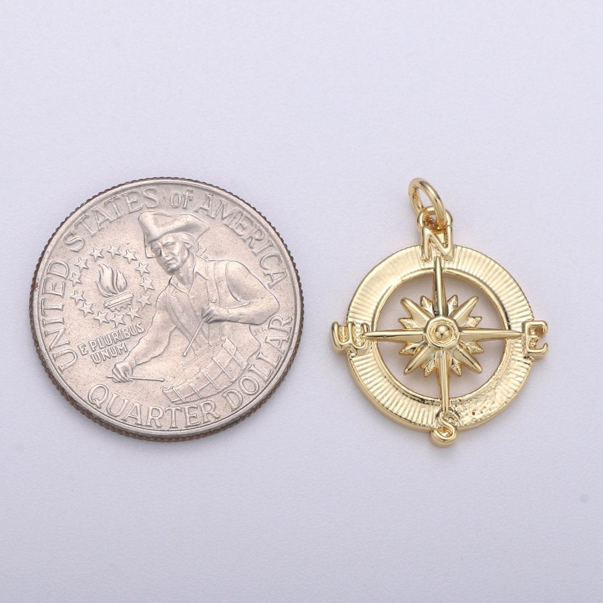 14k Gold Filled Dainty Compass Charm, Gold Compass Pendant, North Star Charm, Travel Charms, Nautical Charms for Bracelet Earring Necklace C-466