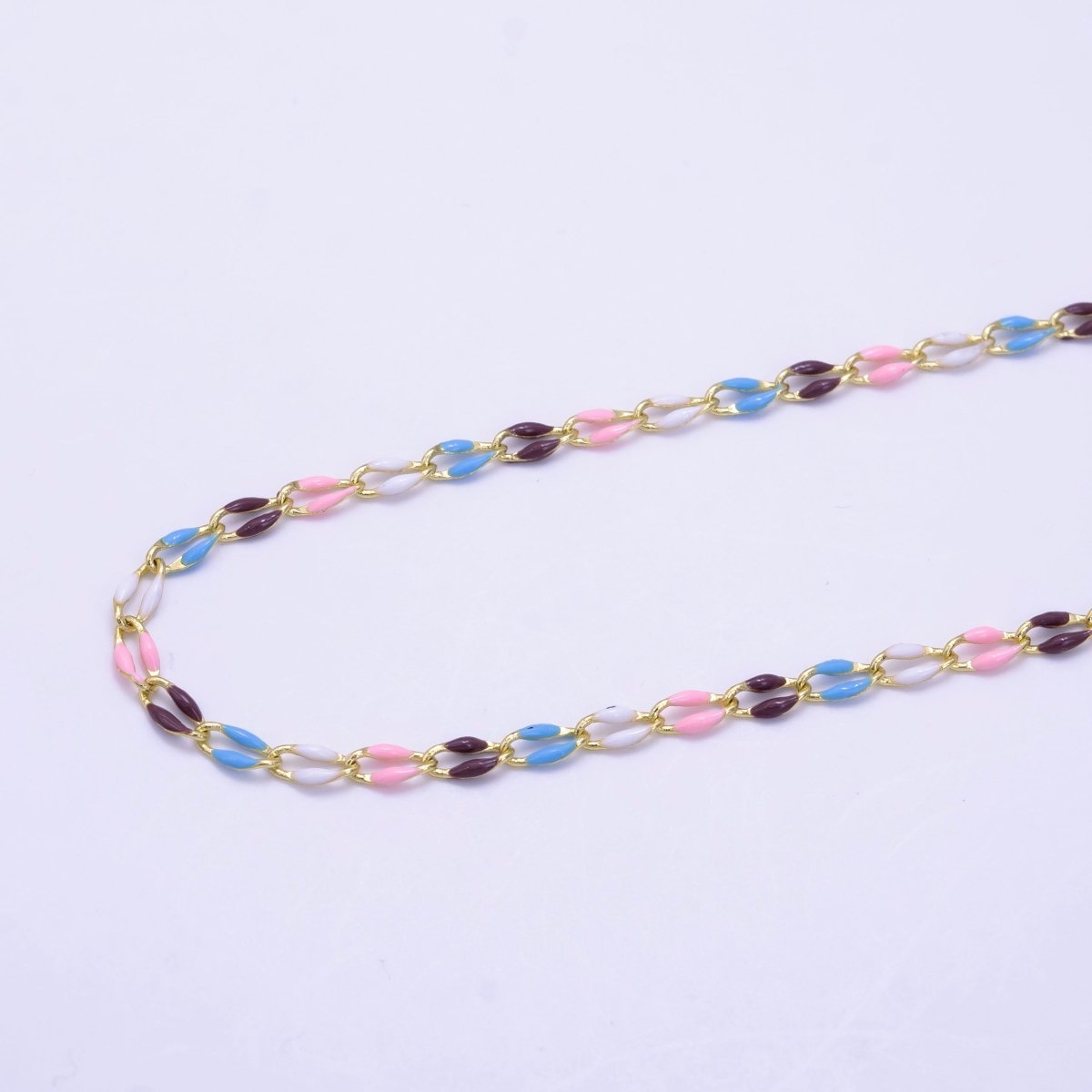 14k Gold Filled 3mm Dainty Oval Cable Link Chain Neon Enamel Chain by Yard, Unfinished Chain For Jewelry Supply | ROLL-598 to ROLL-608 ROLL-1075 ROLL-1405