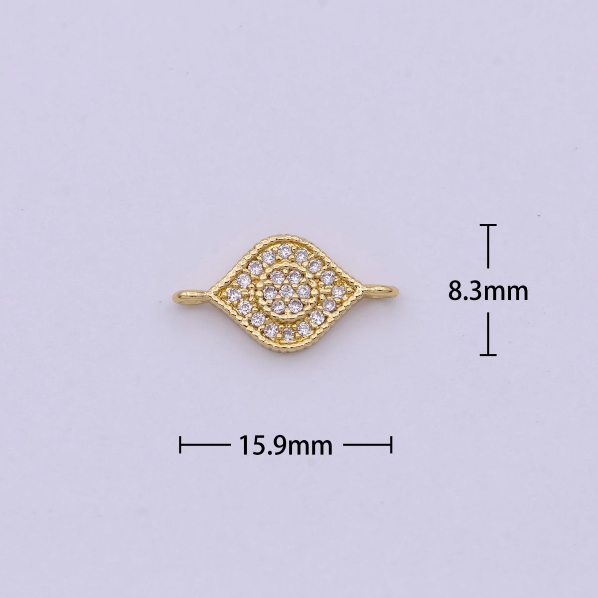 14K Gold Filled Evil Eye Charm Connector, Evil Eye Link Connector CZ Greek Eye, Jewelry Making F684