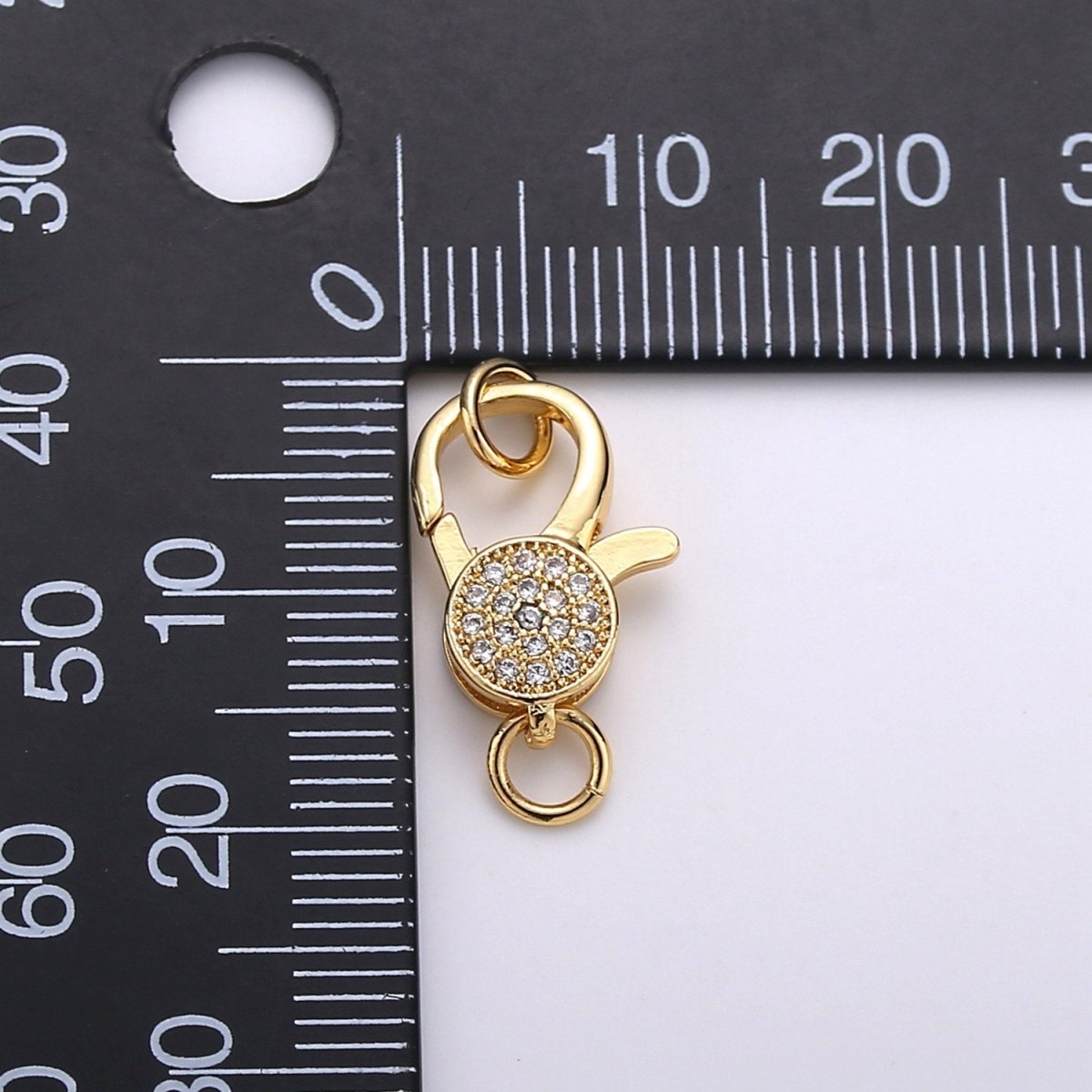 14k Gold Filled Lobster Clasp, CZ Clear Micro Pave Lobster Claw Clasp, Cubic Clasp Enhancer, DIY, Jewelry Making Supply 10x20mm K-914