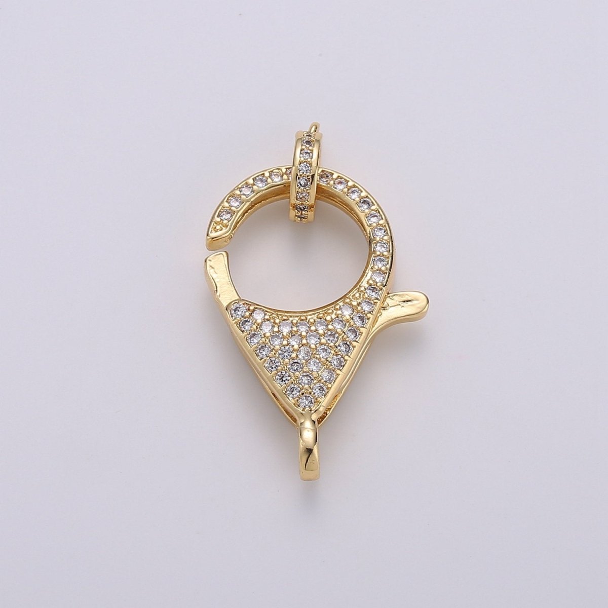 14k Gold Filled Lobster Clasp, CZ Clear Micro Pave Lobster End Clasp, Cubic Clasp Enhancer, DIY, Jewelry Making Supply 18x13mm K-915