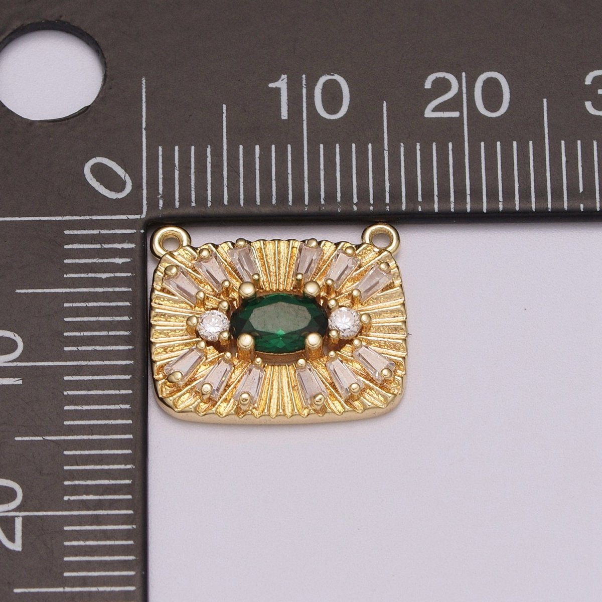 14k Gold Filled Micro Pave CZ Green Evil Eye Charm Connector Link Necklace Connector For Supply DIY Jewelry Y-374