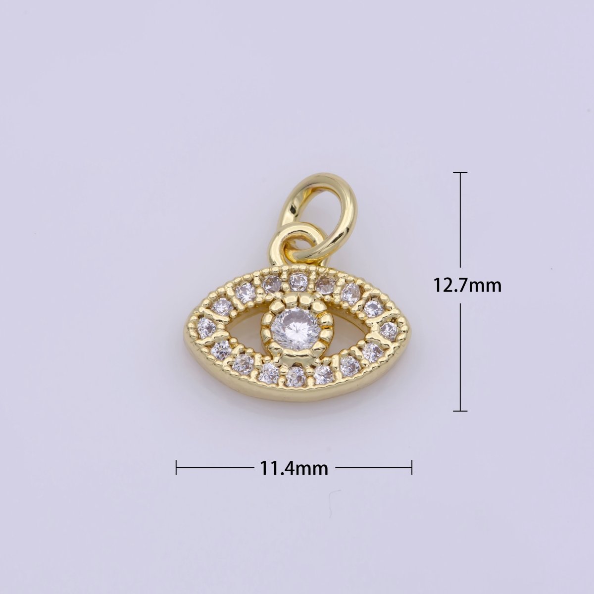 14K Gold Filled Mini Evil Eye Cz Pave Pendant, Gold Small Pave Evil Eye Charm for earring necklace bracelet supply, M-810