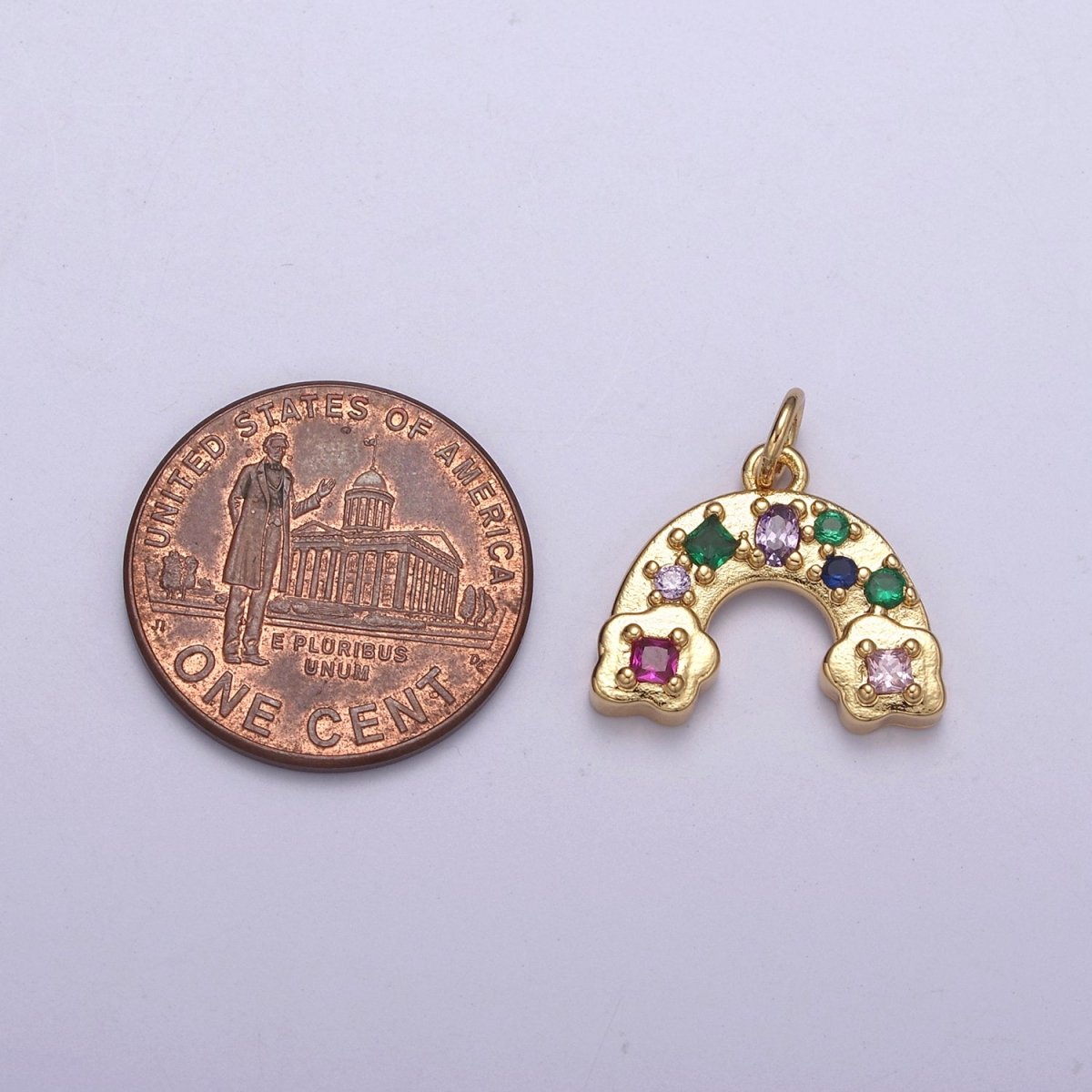 14K Gold Filled Multicolor CZ Rainbow Weather Add in Charm N-249