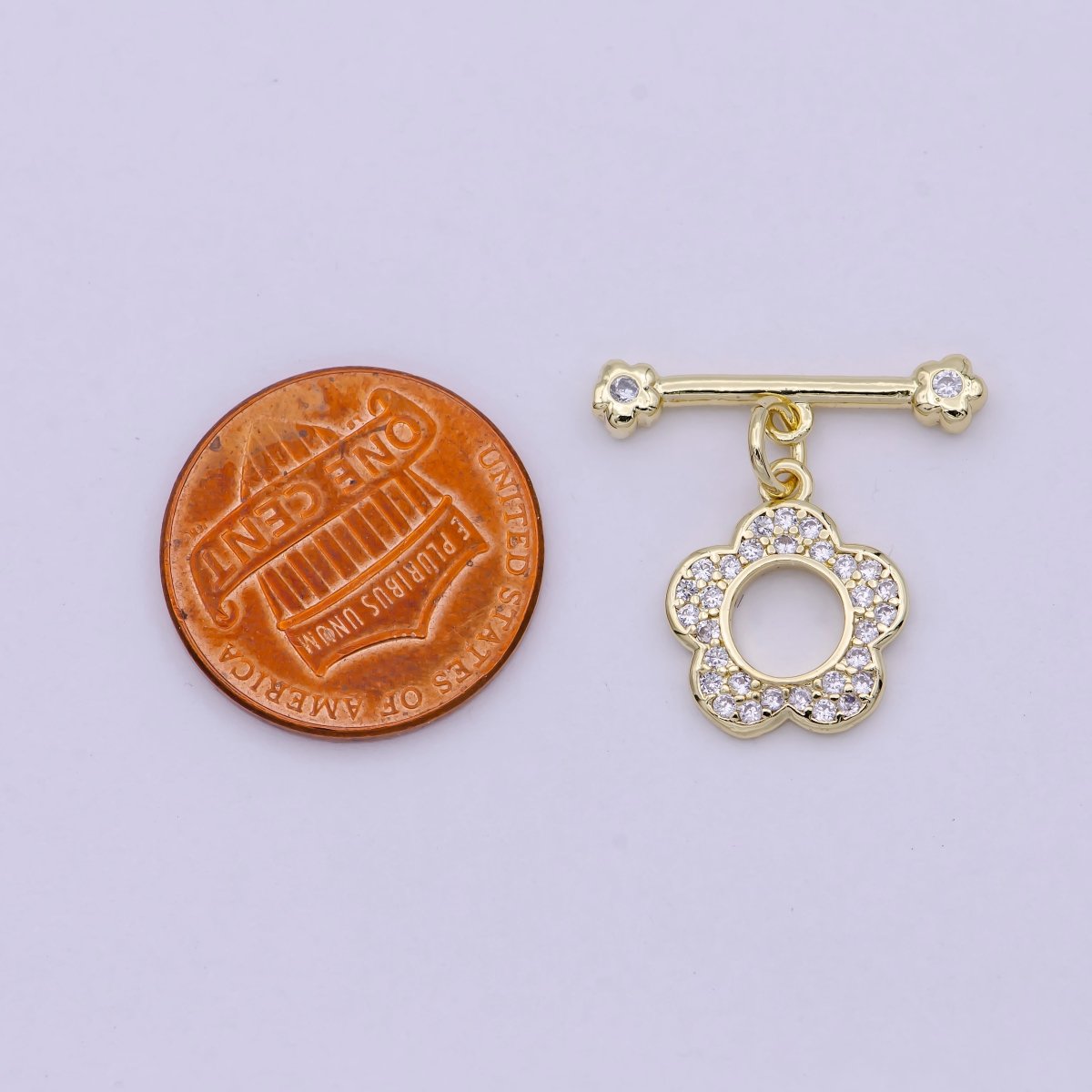 14K Gold Filled OT Toggle Clasps Daisy Flower CZ Clasps Connectors for Jewelry Handmade Making Bracelet Necklace L-623
