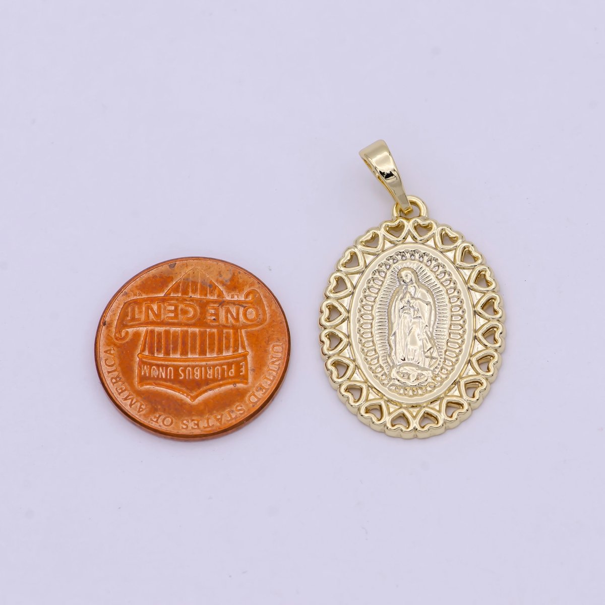 14K Gold Filled Our Lady of Guadalupe Charm Necklace Small Dainty Oval Gold Virgin Mary Pendant Necklace Women Religious Jewelry Gift H-475