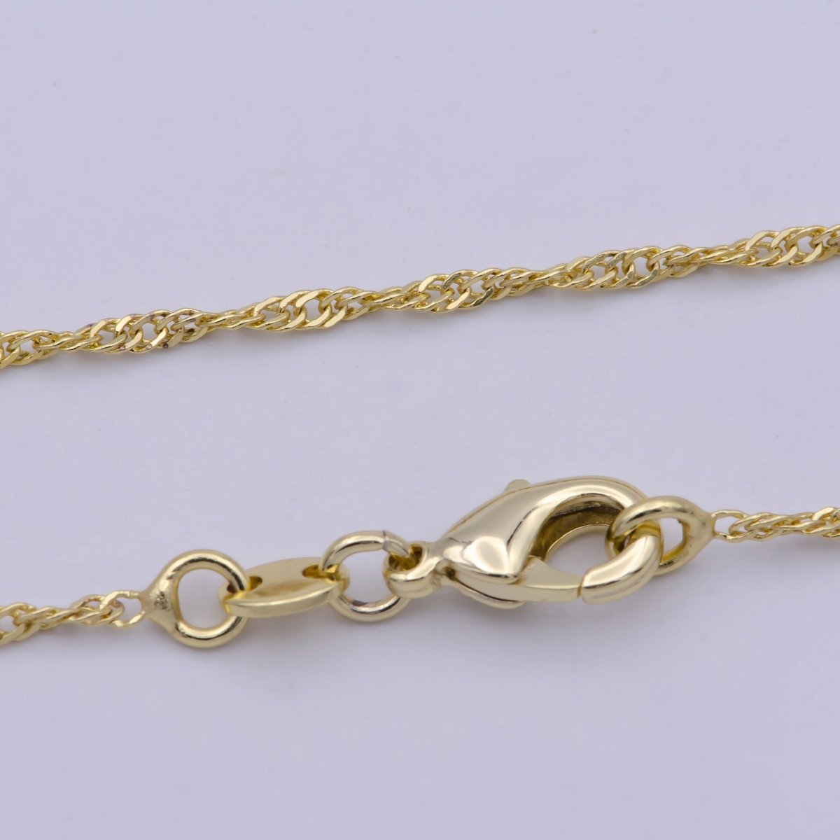 14K Gold Filled Singapore - Singapore Necklace Dainty Gold Twist Link Chain Layering Necklace 17.7 inch 1.3mm w/ Spring Rings | WA-420 Clearance Pricing