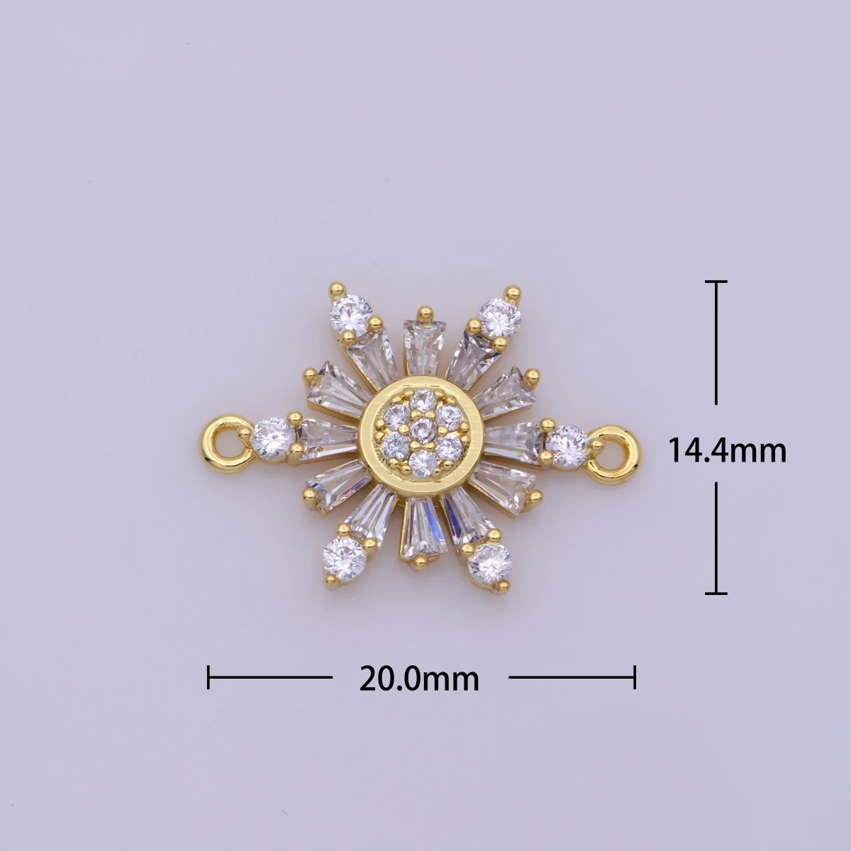 14K Gold Filled Sunburst Baguette Sun Connector Y-410