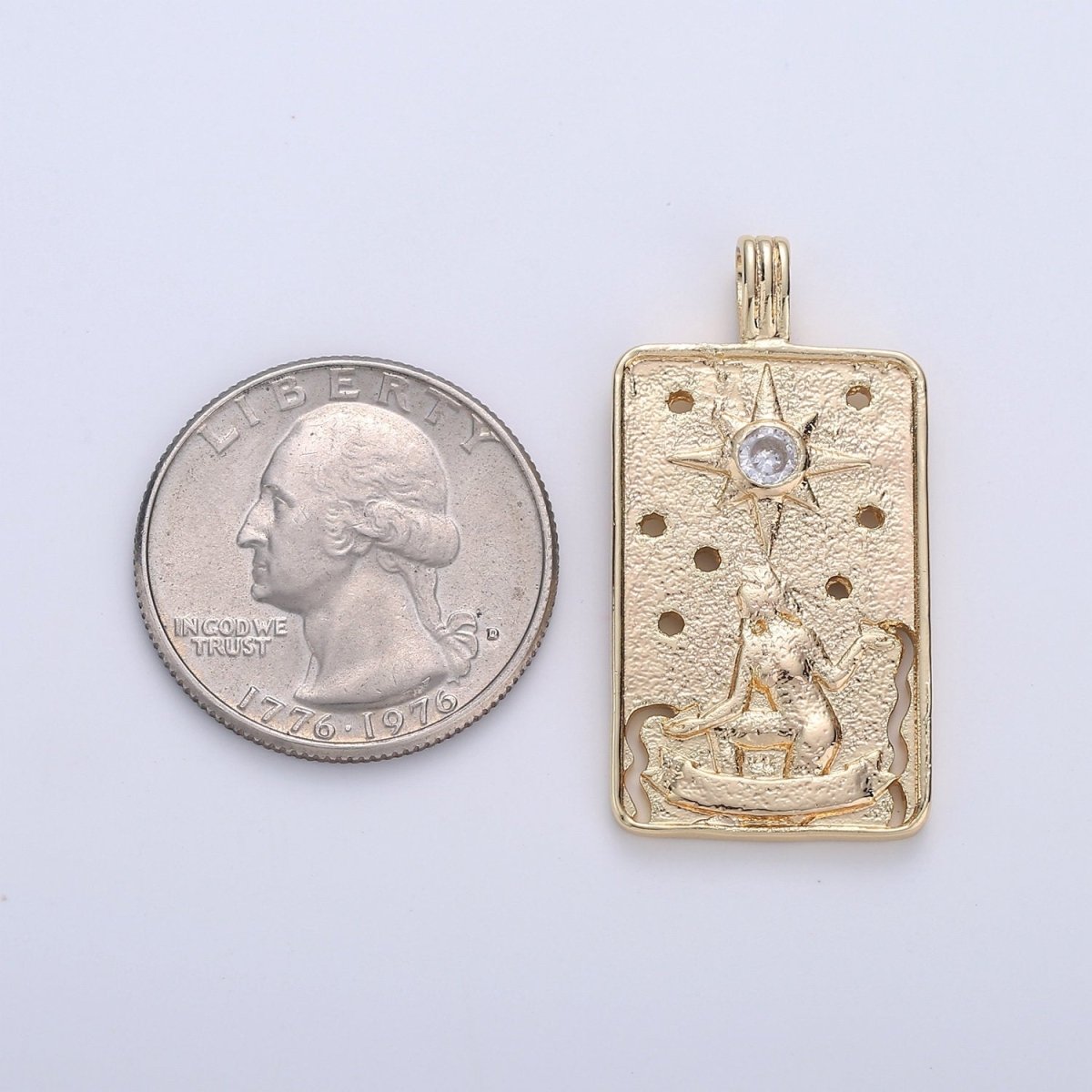 14k Gold Filled Tarot Card Charm - The Star Pendant Amulet Jewelry for Necklace Component Supply I-862