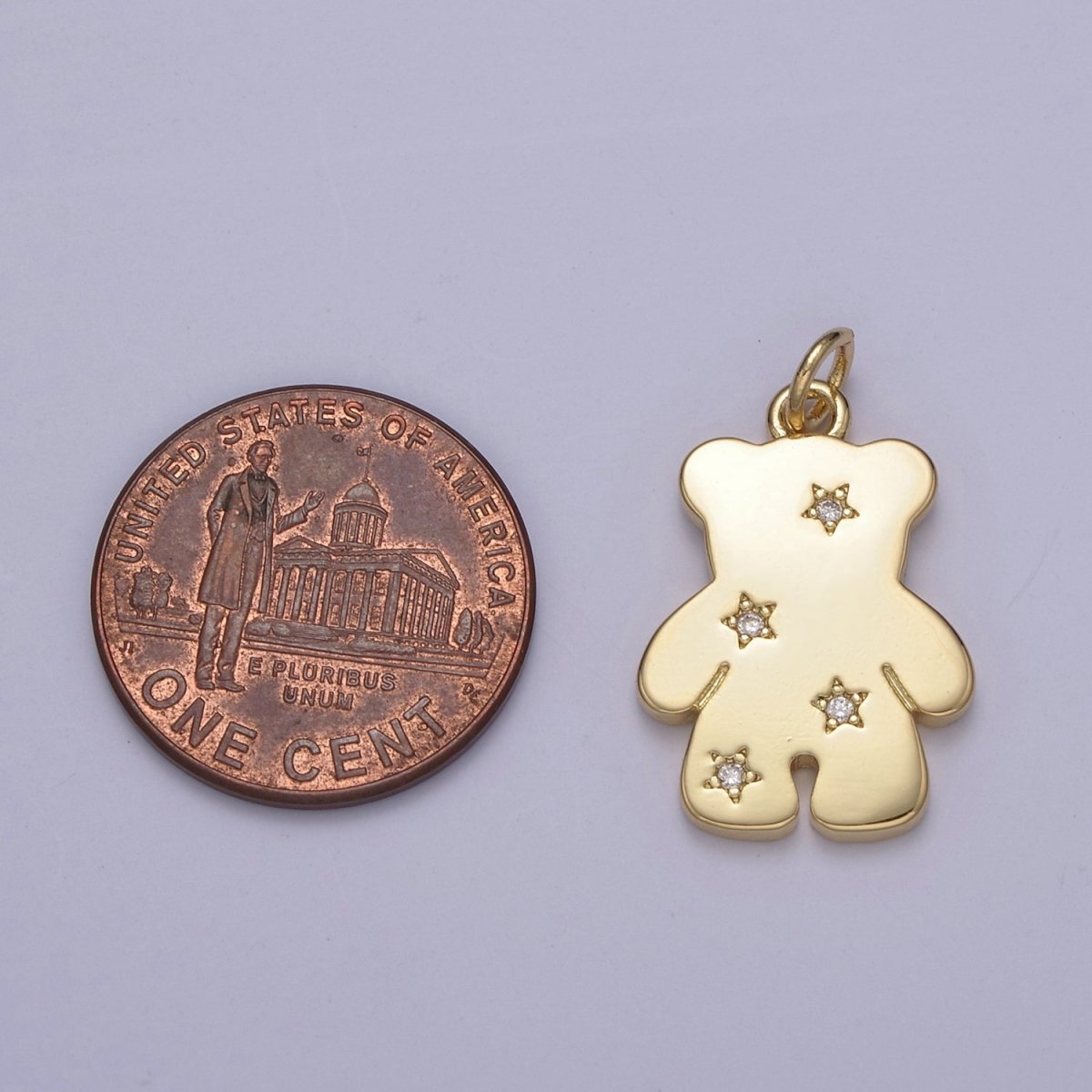 14k Gold Filled Teddy Bear Charm with Micro Pave Animal Charm for Kids Jewelry Necklace Bracelet N-688