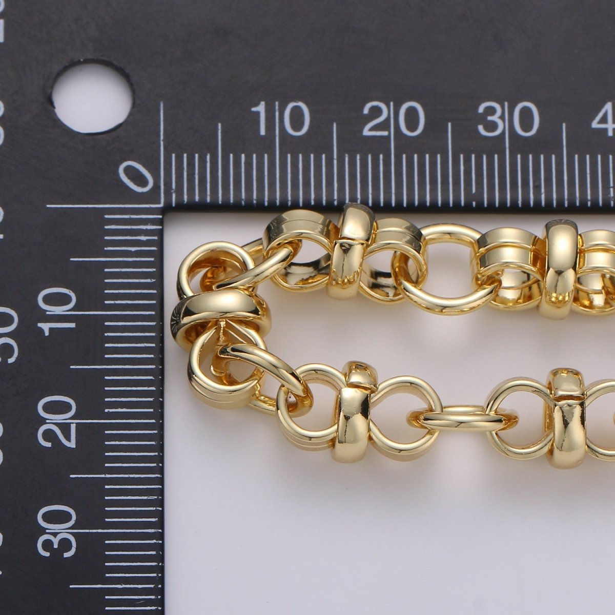 OS 14K Link Round Double Eternity Chain By Yard, Gold Filled Fancy Chain, Wholesale Bulk Roll Chain Jewelry Making, 9.5mm Designed Rolo Chain | ROLL-302 Clearance Pricing