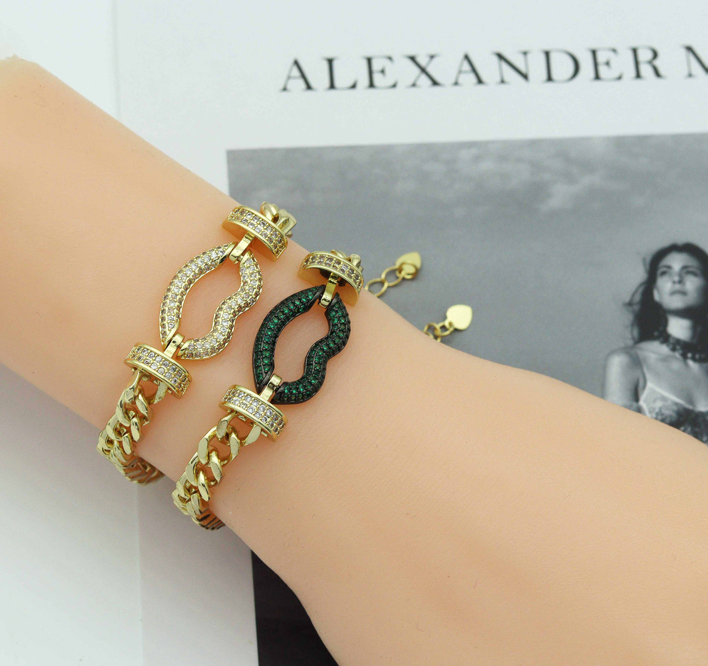Lip Cuban Link Chain bracelet, sku#CL19
