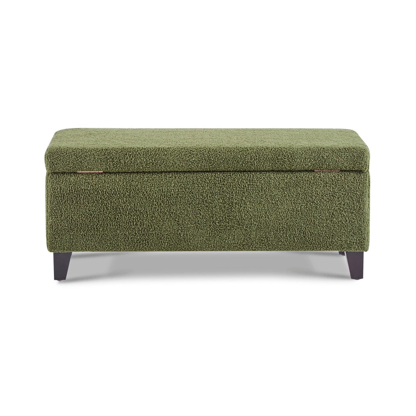 Storage Ottoman with Flip-Top Lid, Easy Assembly, Boucle Fabric & Rubber Wood Legs, Retro