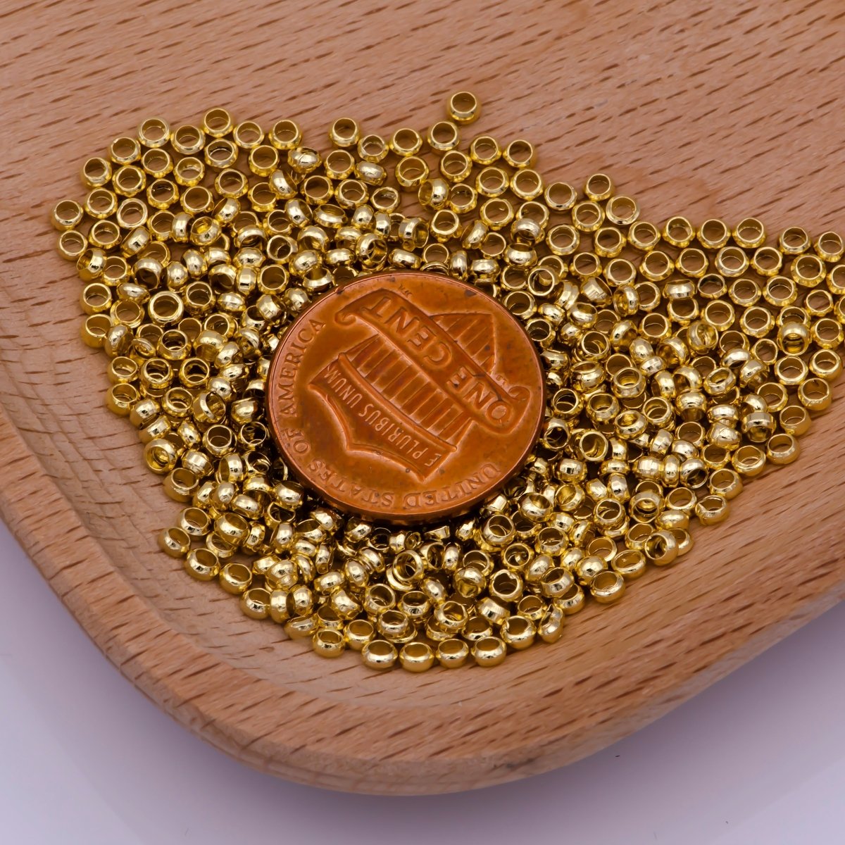 1.5mm, 2mm, 2.5mm 24k Gold Filled Crimp Beads, Crimp covers, Spacer Stopper Beads K-206 L-540 L-541