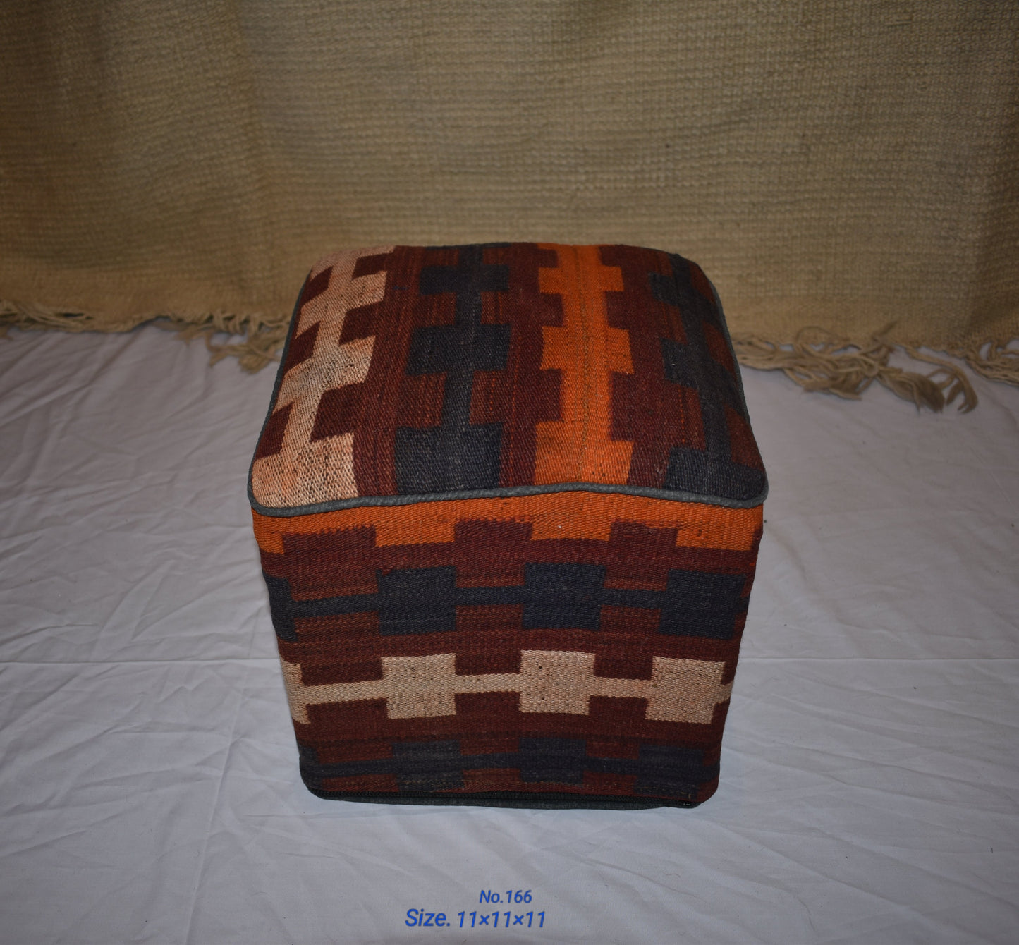One of a Kind Kilim Rug Pouf Ottoman foot stool - #165