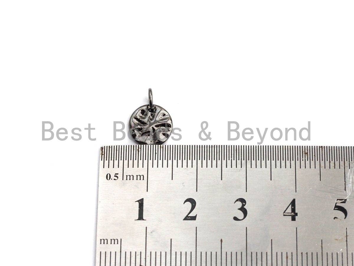 Hammered Round Pendant/Charm, Silver/Gold/Black/Rose Gold Tone, 9mm,Sku#Z580