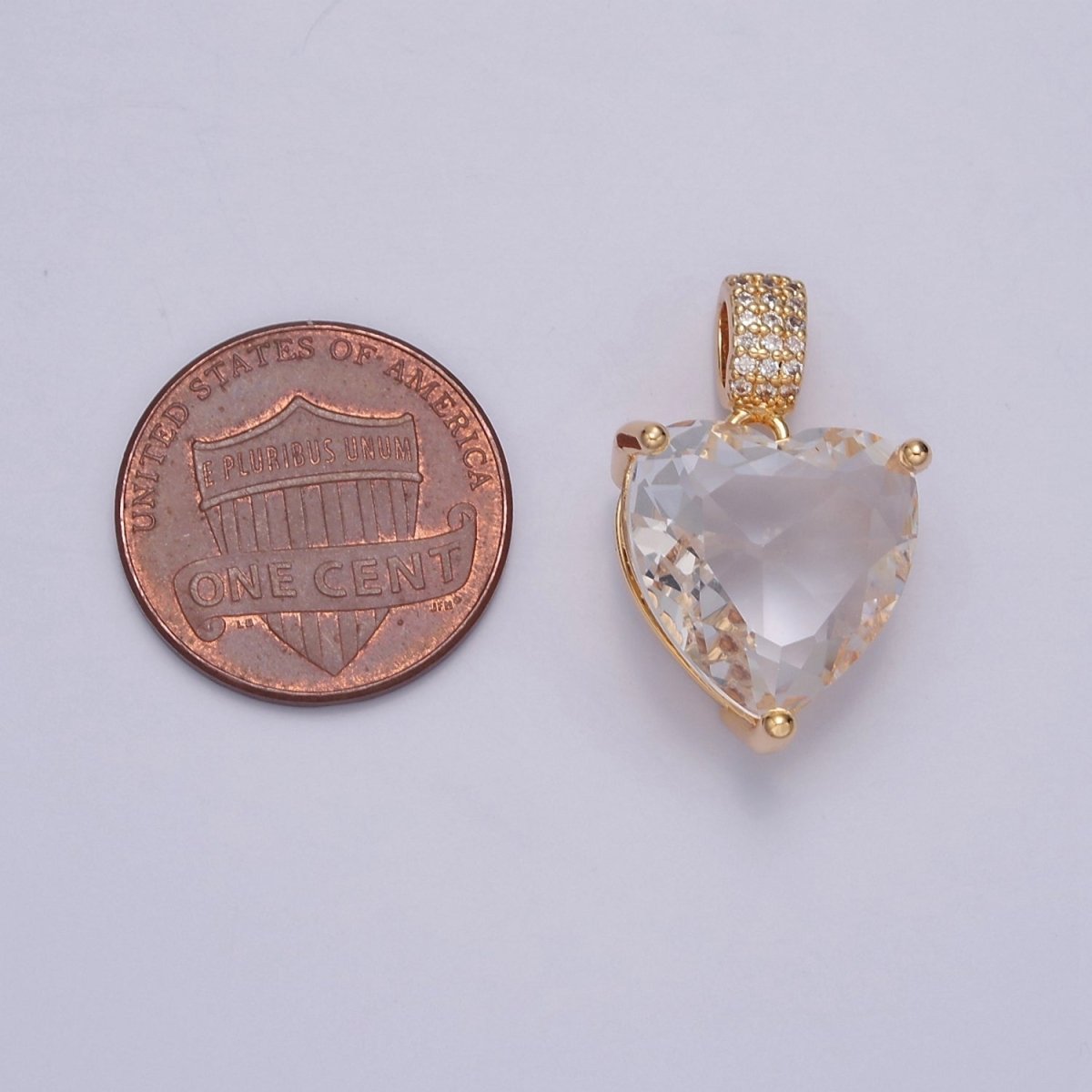 16K Gold Filled Heart Pendant, Micro Pave CZ Cubic Zirconia Love Valentine For DIY Jewelry Making I-071