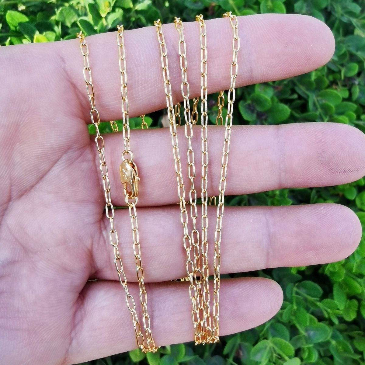 17'' Ready to Use 24K Gold Filled Thin Paper Clip Cable Necklace Chain, Layering Cable Chain Dainty Necklace, For Pendant Charm Necklace Making | WA-744 Clearance Pricing
