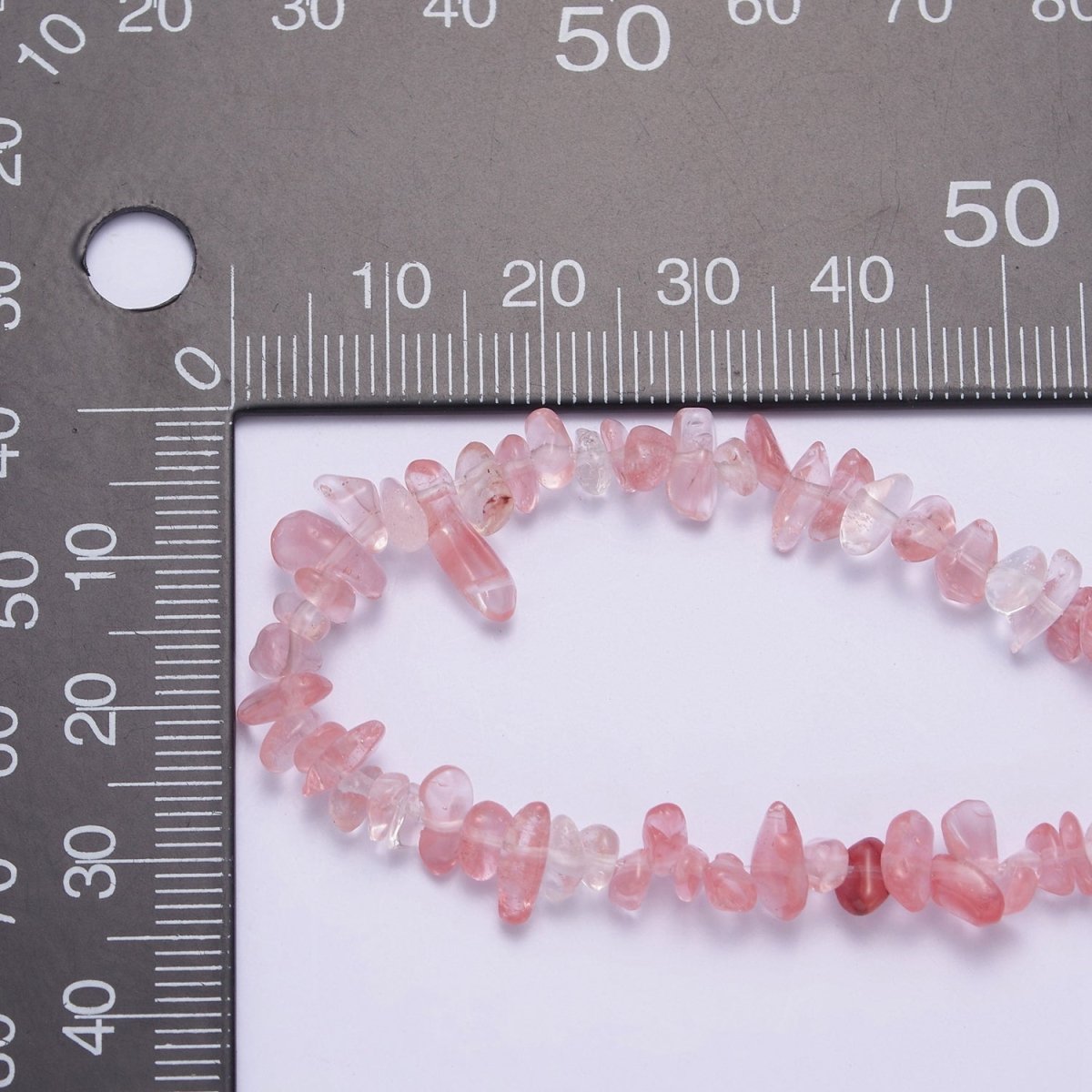 17.7 Inch Natural Watermelon Quartz Crystal Stone Bead Necklace with 2" Extender | WA-634 Clearance Pricing