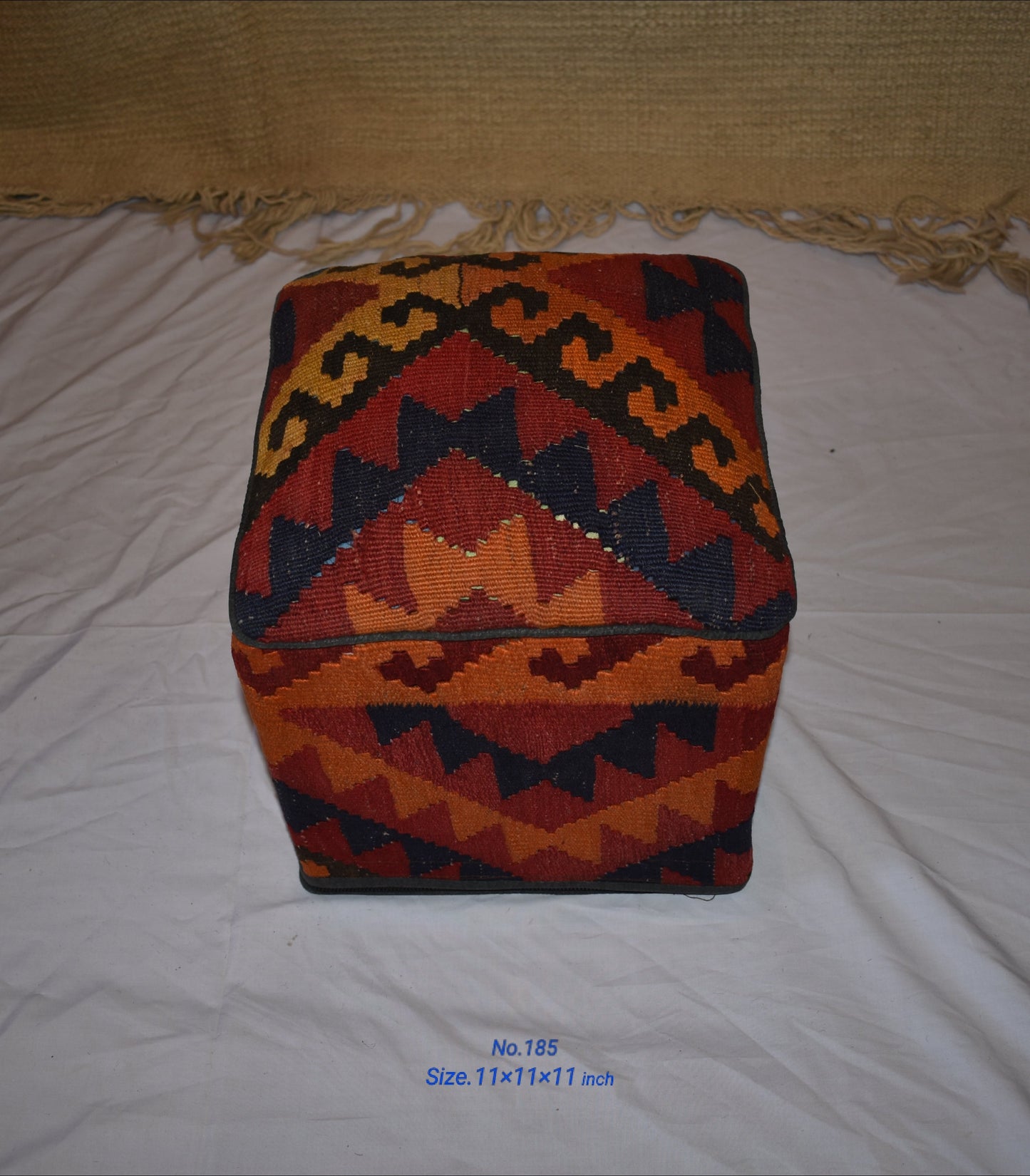 One of a Kind Kilim Rug Pouf Ottoman foot stool - #185
