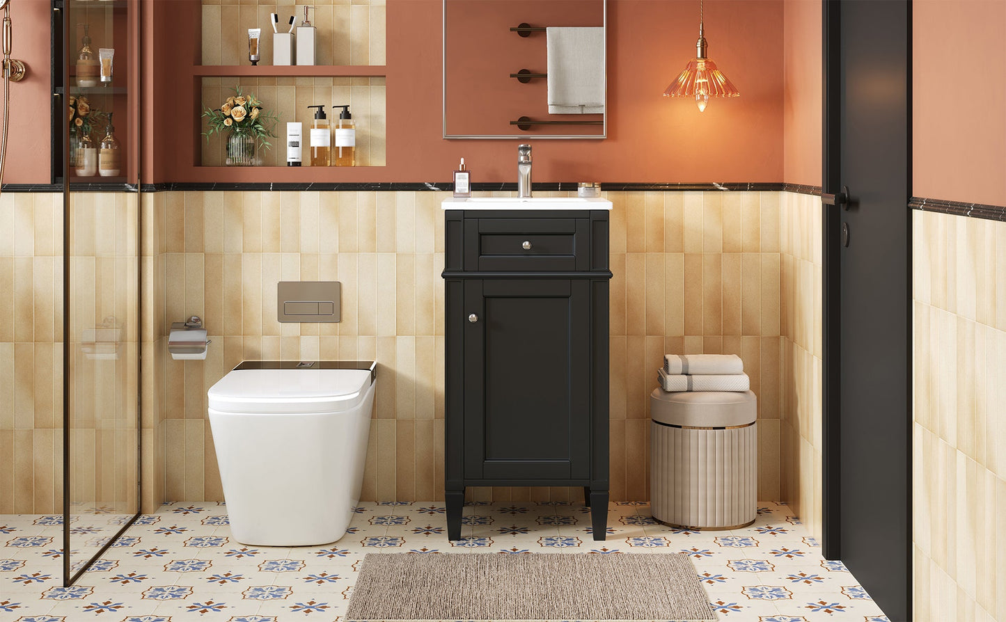 16-Inch Bathroom Vanity with Ceramic Sink