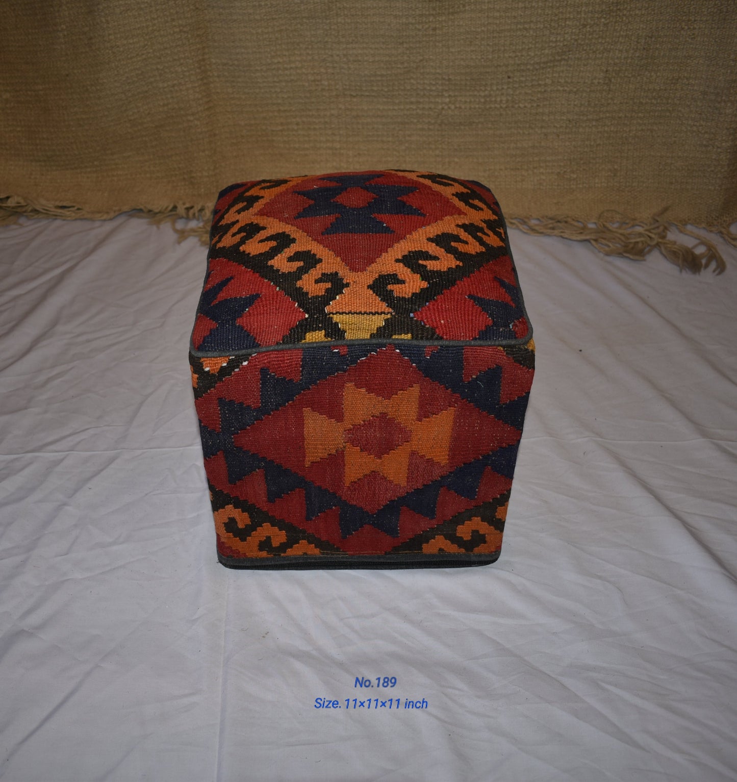 One of a Kind Kilim Rug Pouf Ottoman foot stool - #189