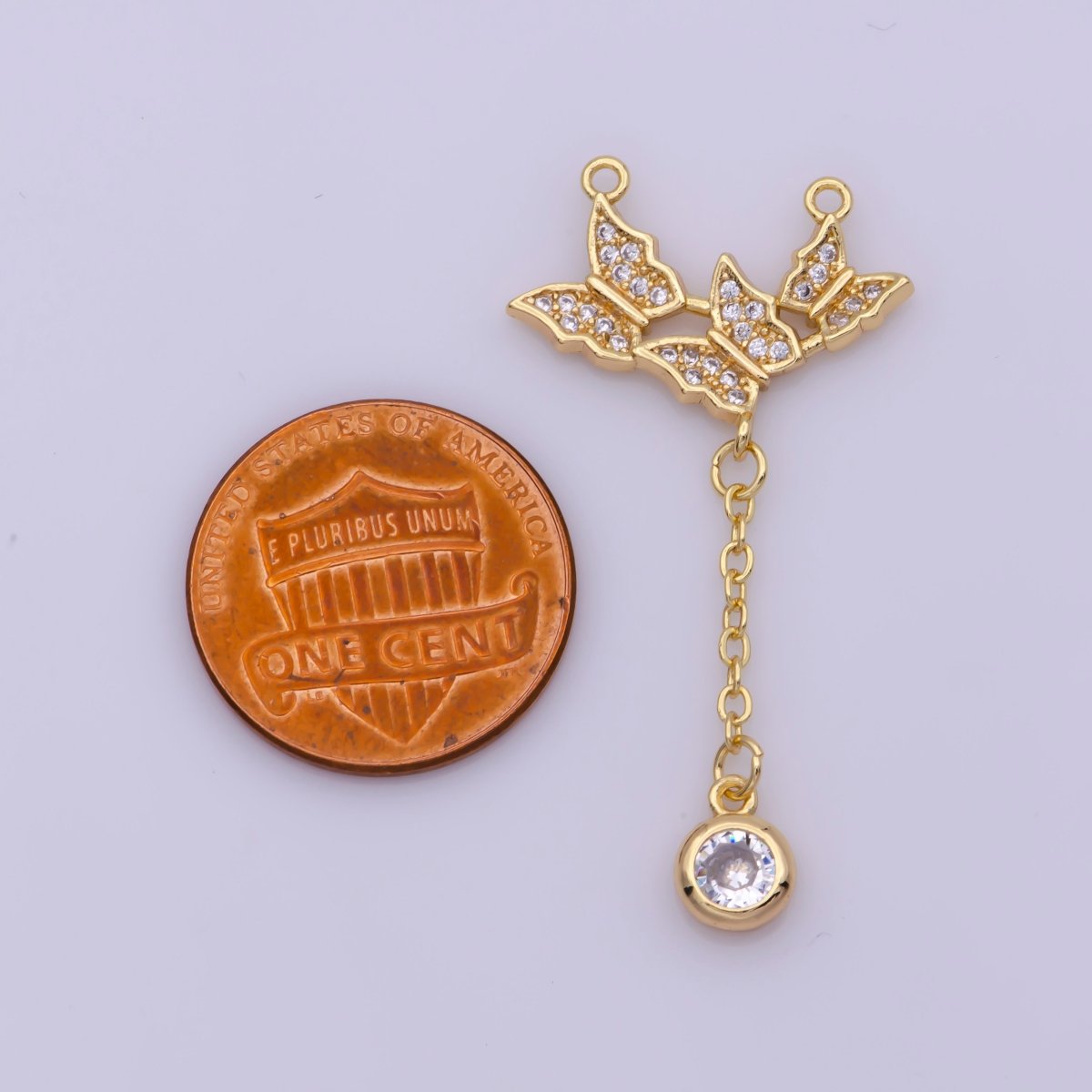 18K Gold Filed Butterfly Connector CZ Lariat Supply Y-411